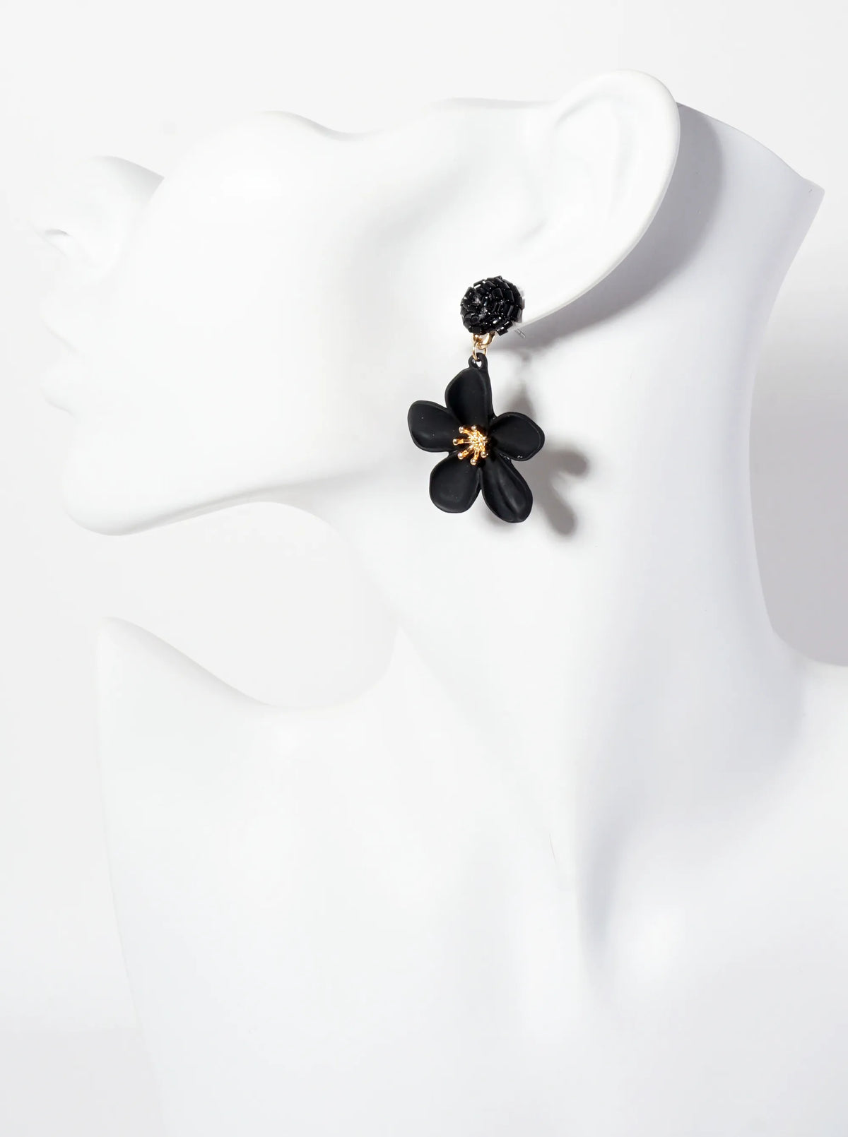 Botanical-Theme Flower Drop Glass-Beaded Dangle Earrings