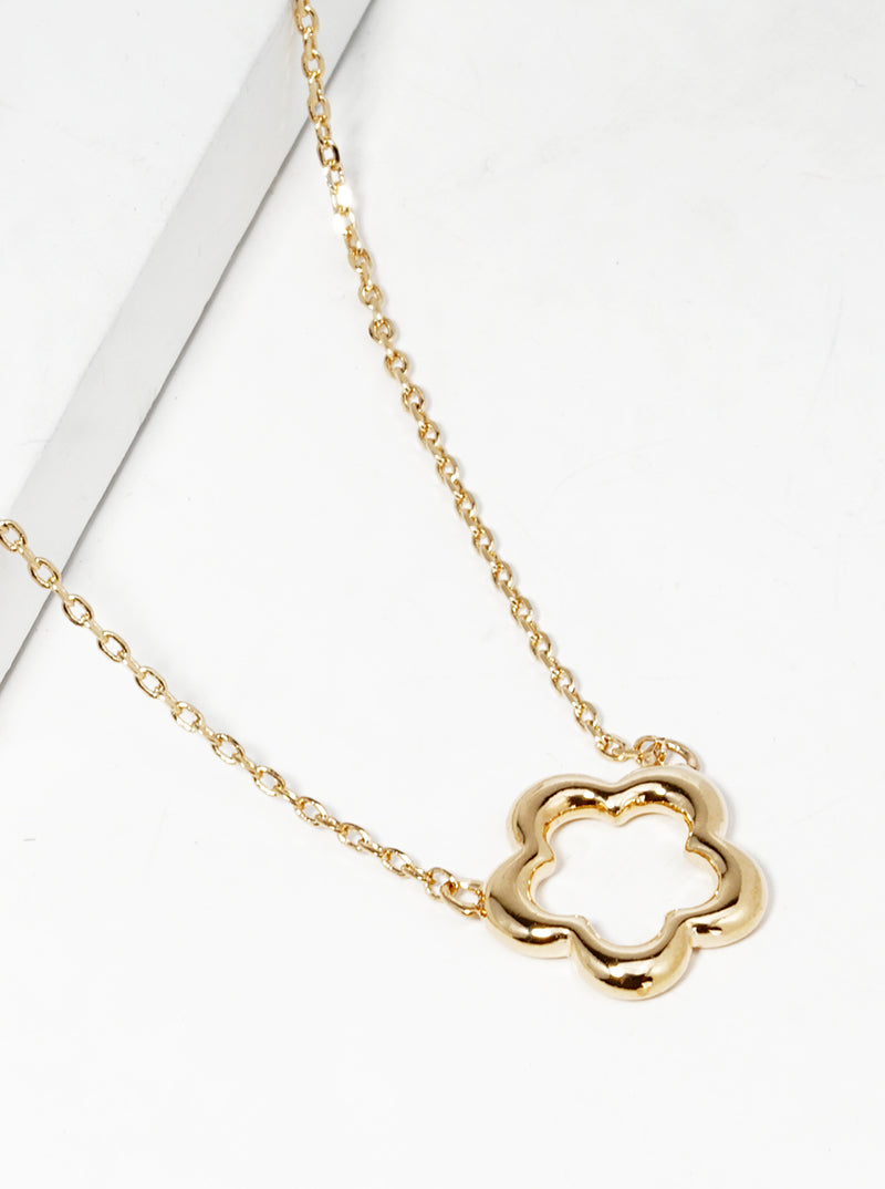 Botanical-Theme Flower Pendant 18K-Gold-Dipped Necklace