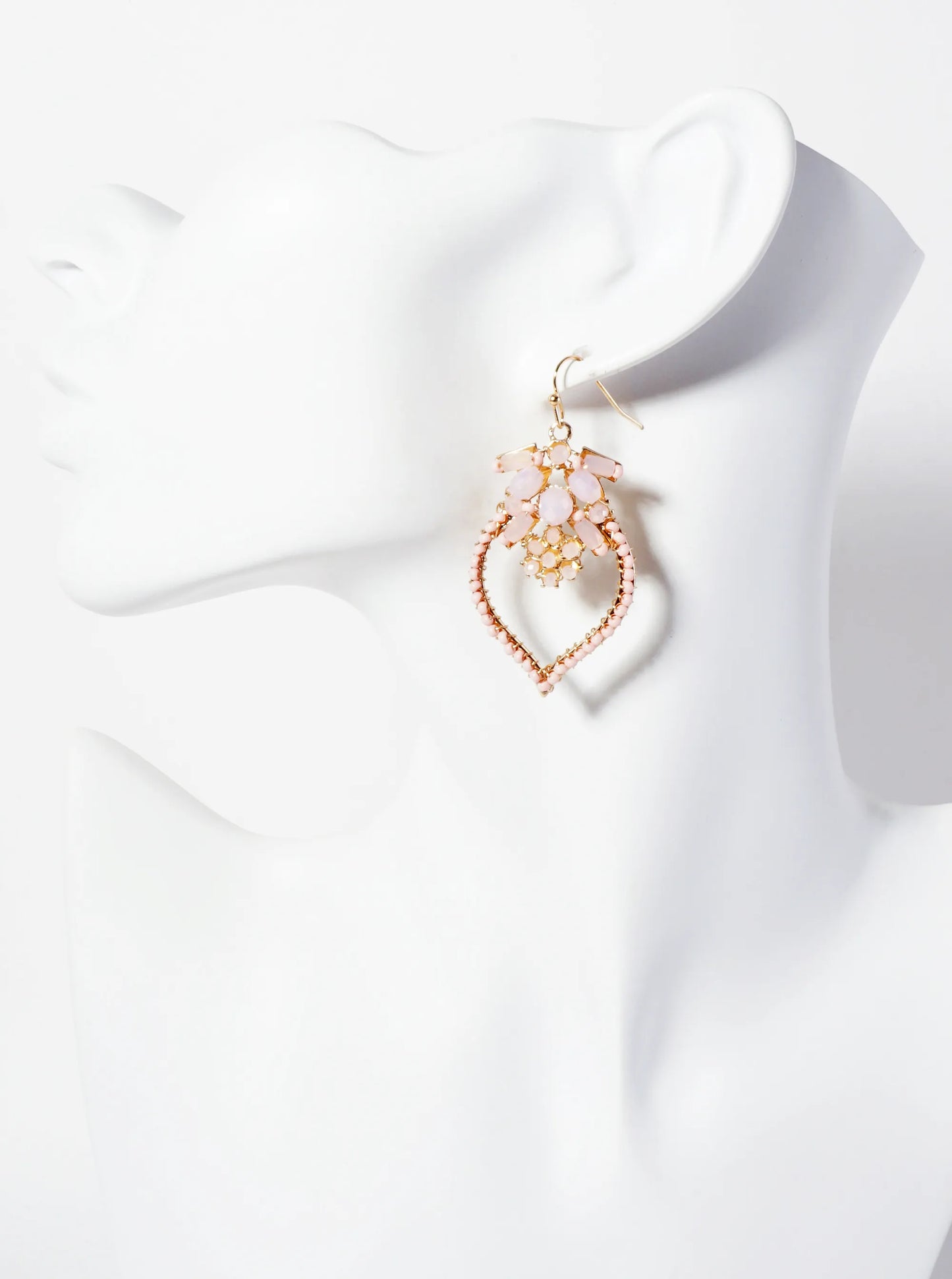 Botanical-Theme Glass-Beads Wire-Wrapped Dangle Earrings With Flower-Shaped Accents In-The-Center
