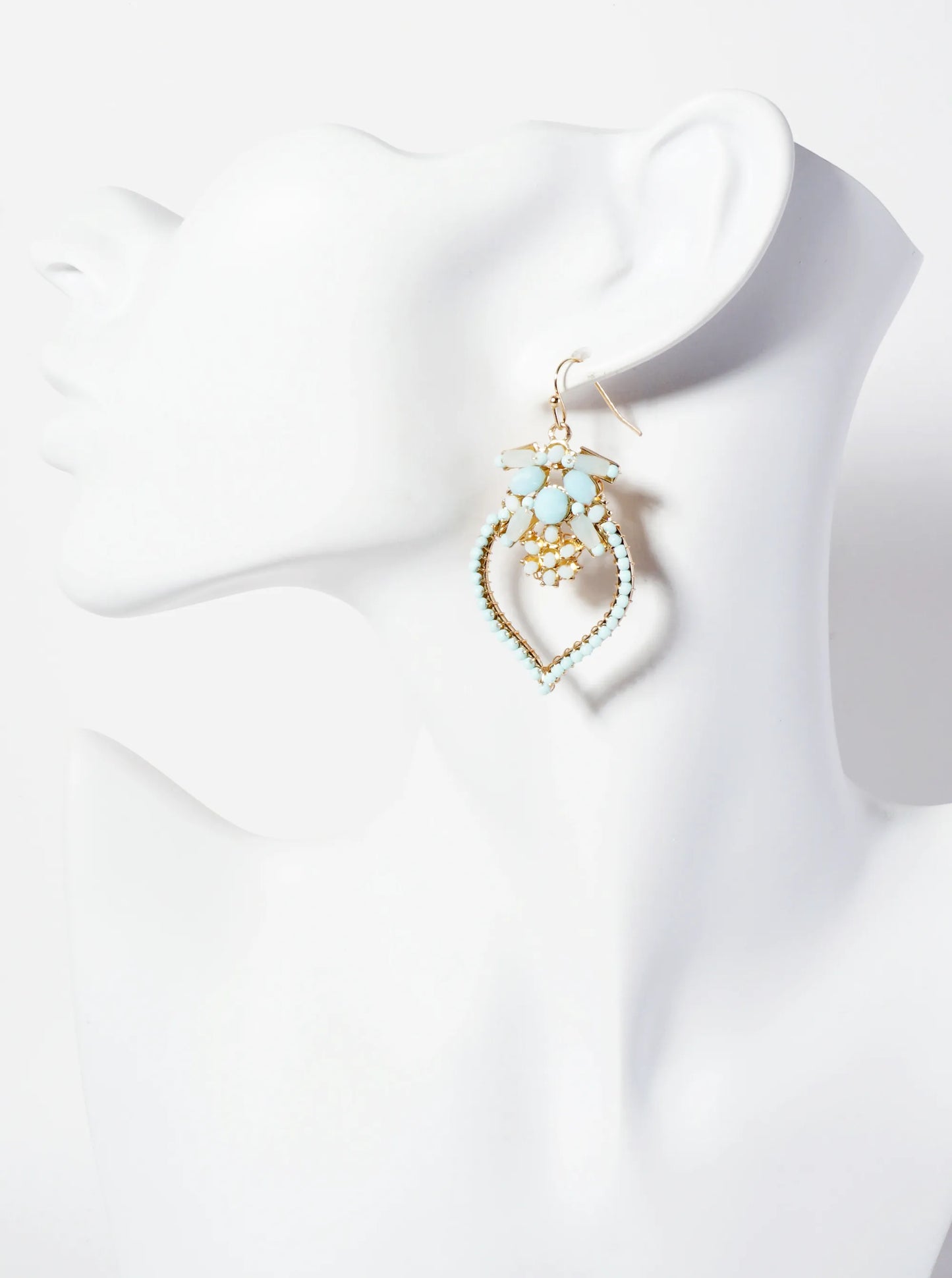 Botanical-Theme Glass-Beads Wire-Wrapped Dangle Earrings With Flower-Shaped Accents In-The-Center