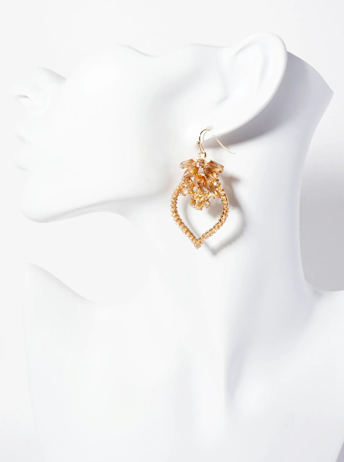 Botanical-Theme Glass-Beads Wire-Wrapped Dangle Earrings With Flower-Shaped Accents In-The-Center