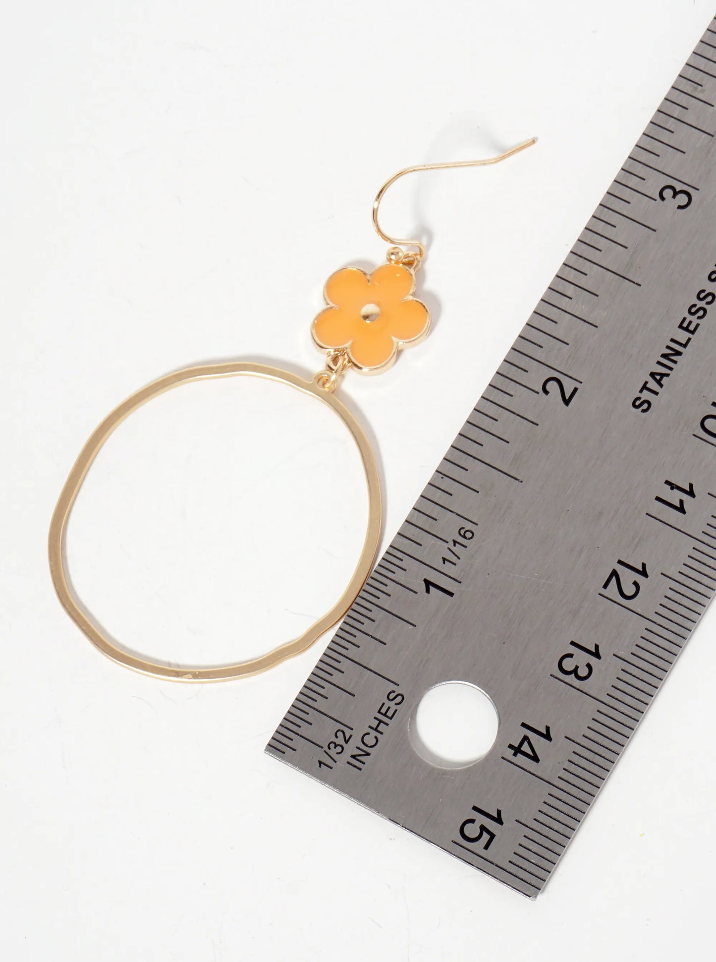 Botanical-Theme Organic Circle Drop Enamel Flower Dangle Earrings