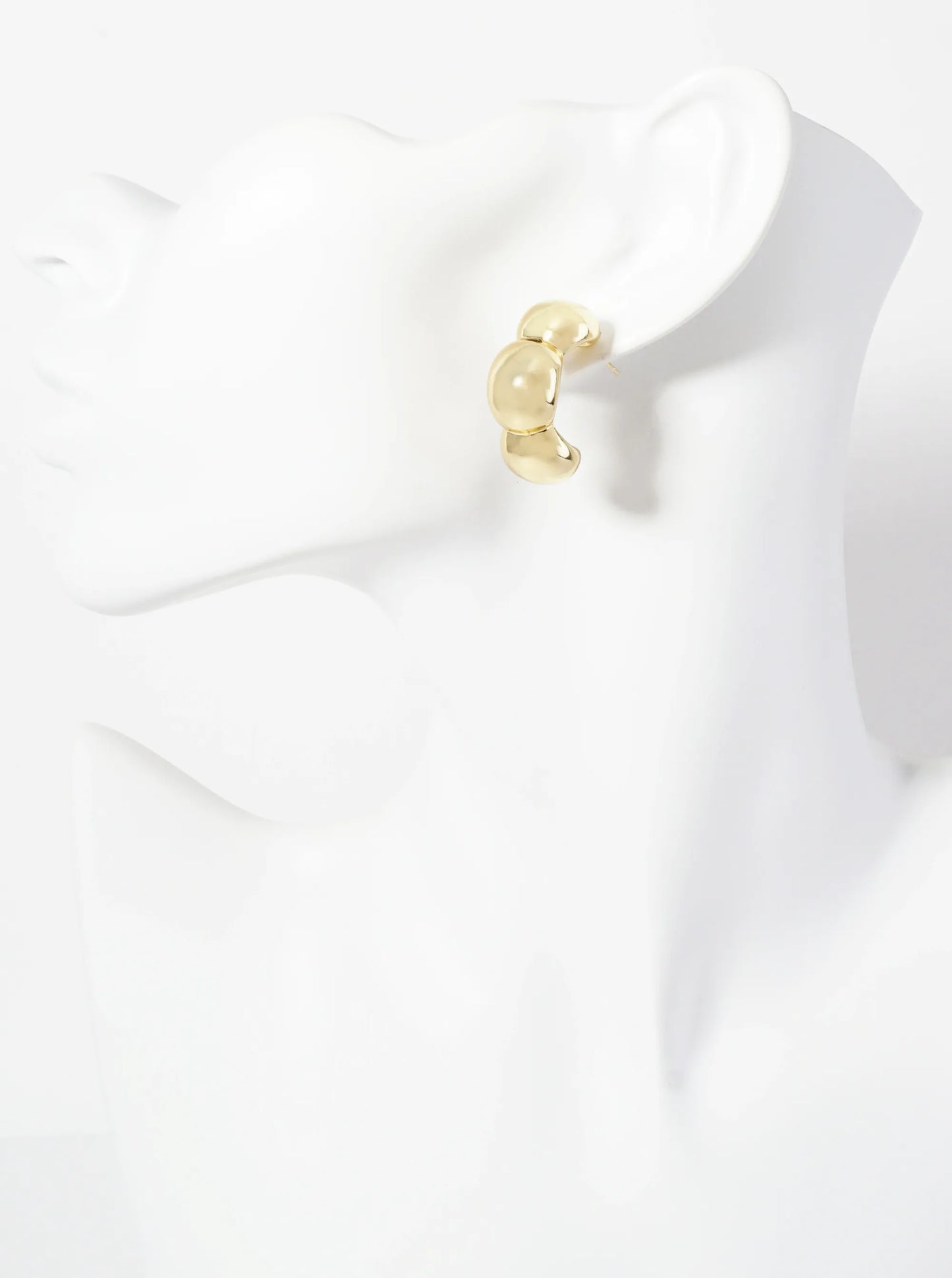 Botanical-Theme Polished Brass Flower Inspired 25mm 18K-Gold-Dipped Open Hoop Earrings