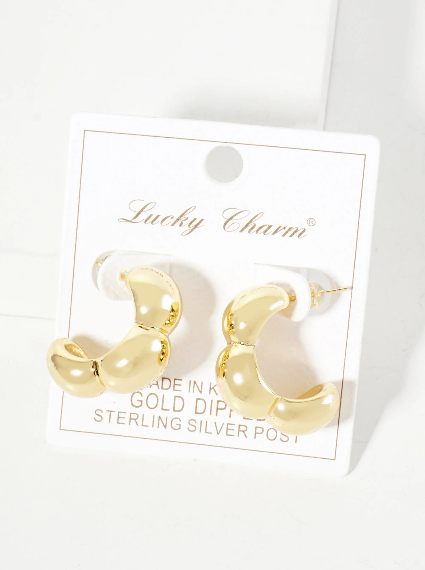 Botanical-Theme Polished Brass Flower Inspired 25mm 18K-Gold-Dipped Open Hoop Earrings