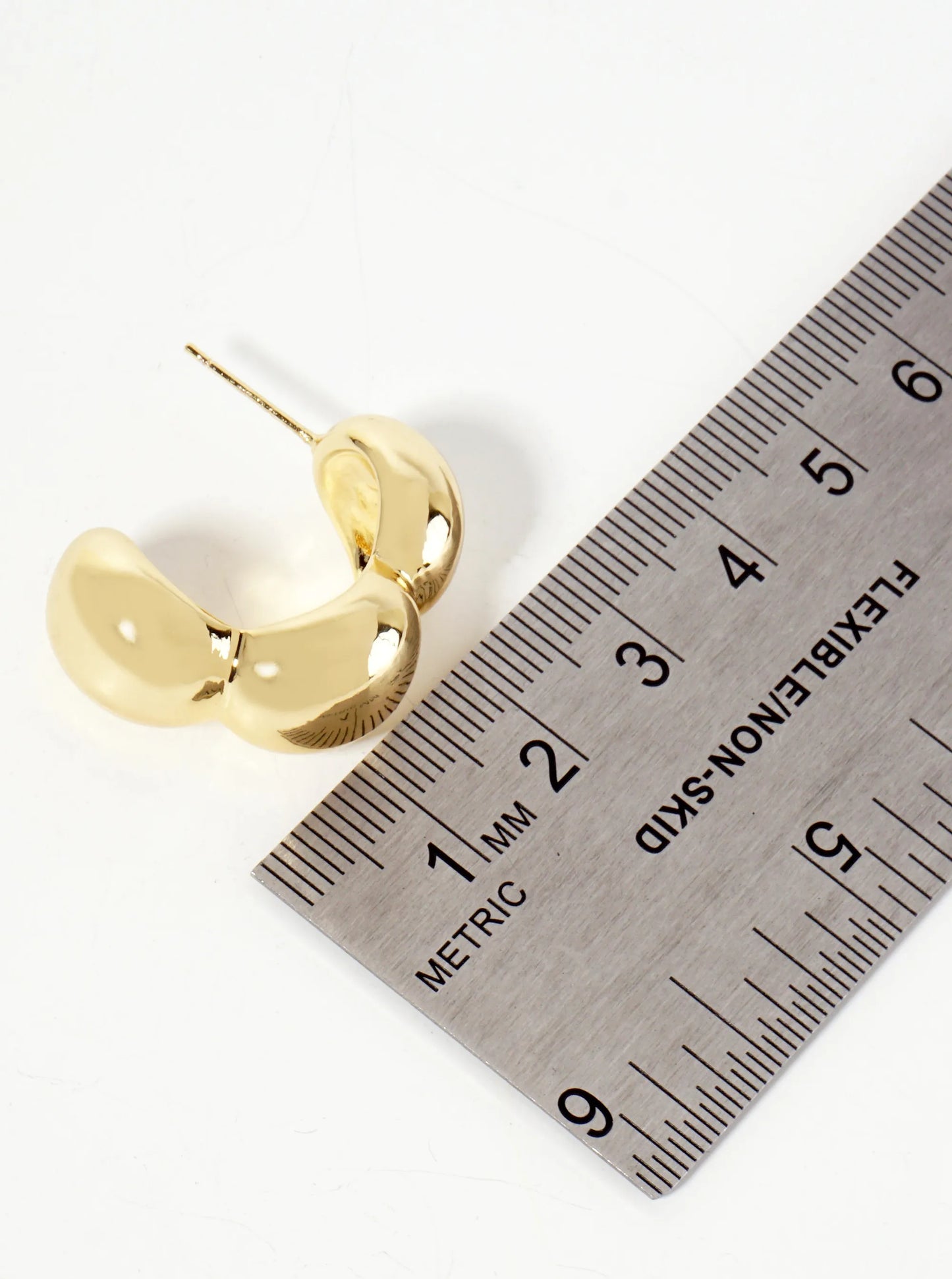 Botanical-Theme Polished Brass Flower Inspired 25mm 18K-Gold-Dipped Open Hoop Earrings