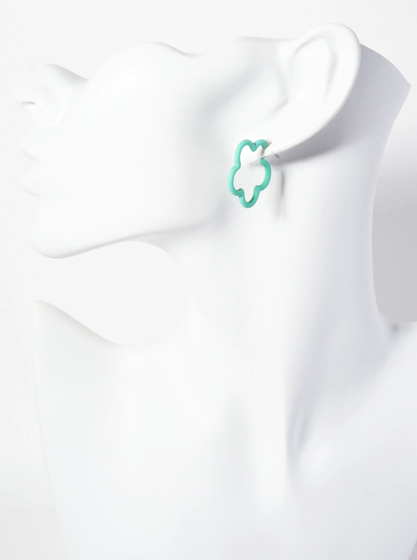 Botanical-Theme Rubber-Coated 25mm Flower Hoop Earrings