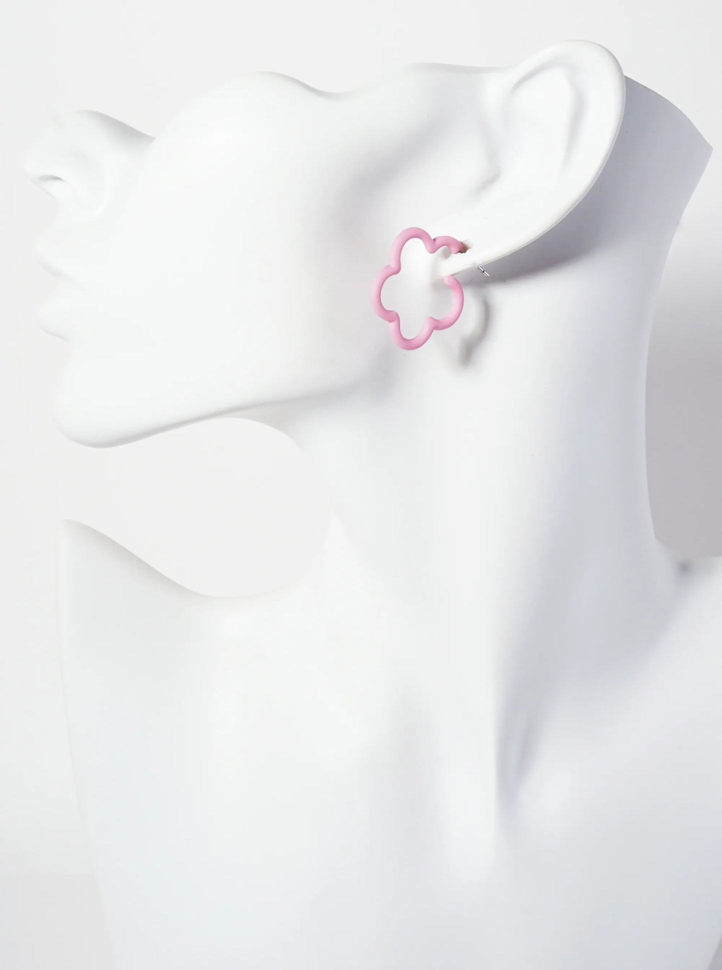 Botanical-Theme Rubber-Coated 25mm Flower Hoop Earrings