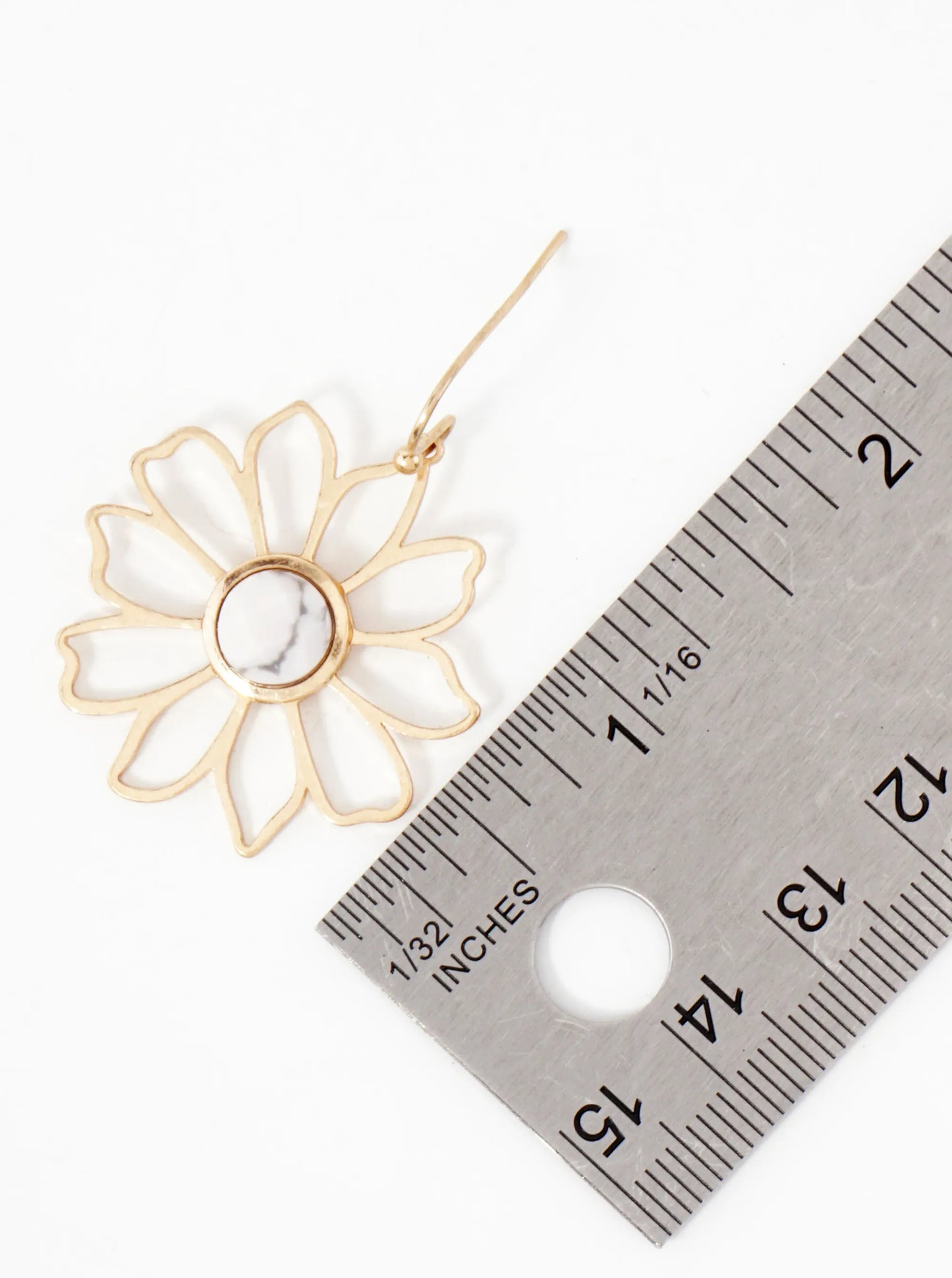 Botanical-Theme Semi-Precious Natural-Stone Flower Dangle Drop Earrings