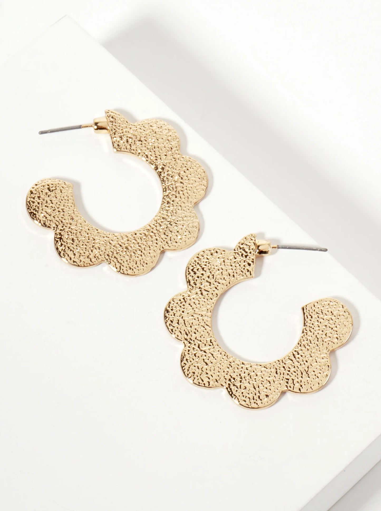 Botanical-Theme Textured 35mm Flower-Shaped Open Hoop Earrings