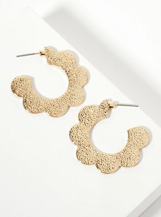 Botanical-Theme Textured 35mm Flower-Shaped Open Hoop Earrings