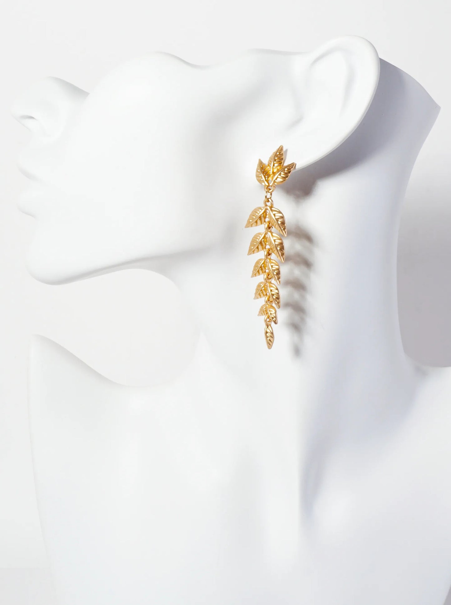 Botanical-Theme Textured Leaf Drop Dangle Earrings