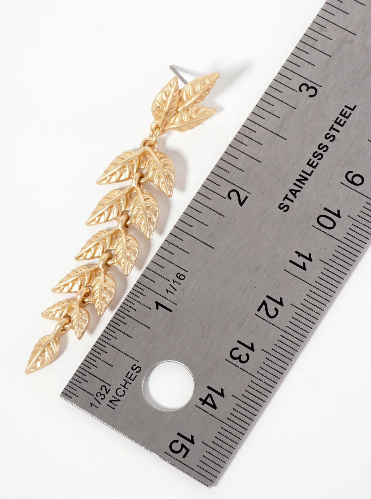 Botanical-Theme Textured Leaf Drop Dangle Earrings