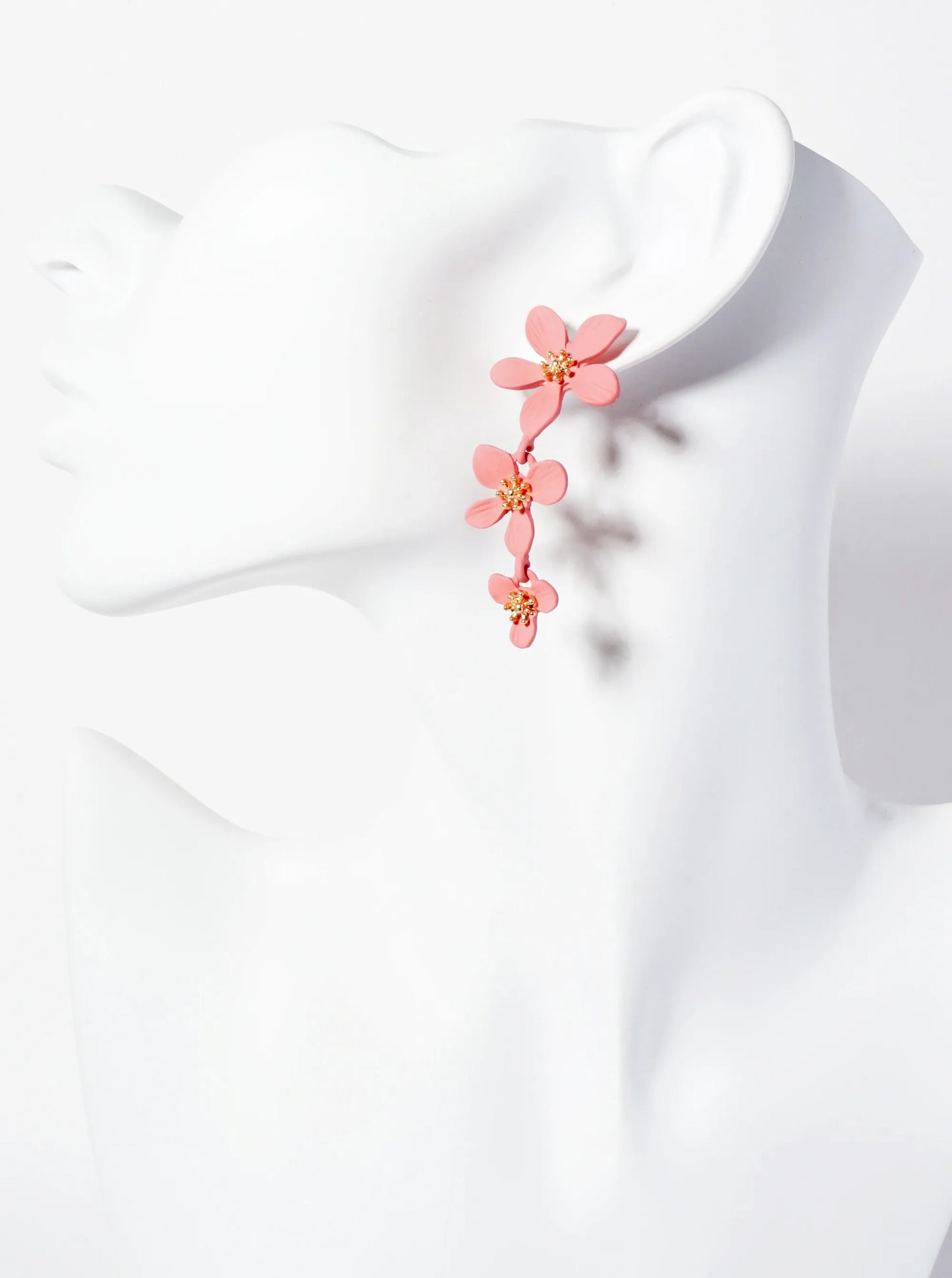 Botanical-Theme Three Graduated Flower Drop Post Earrings