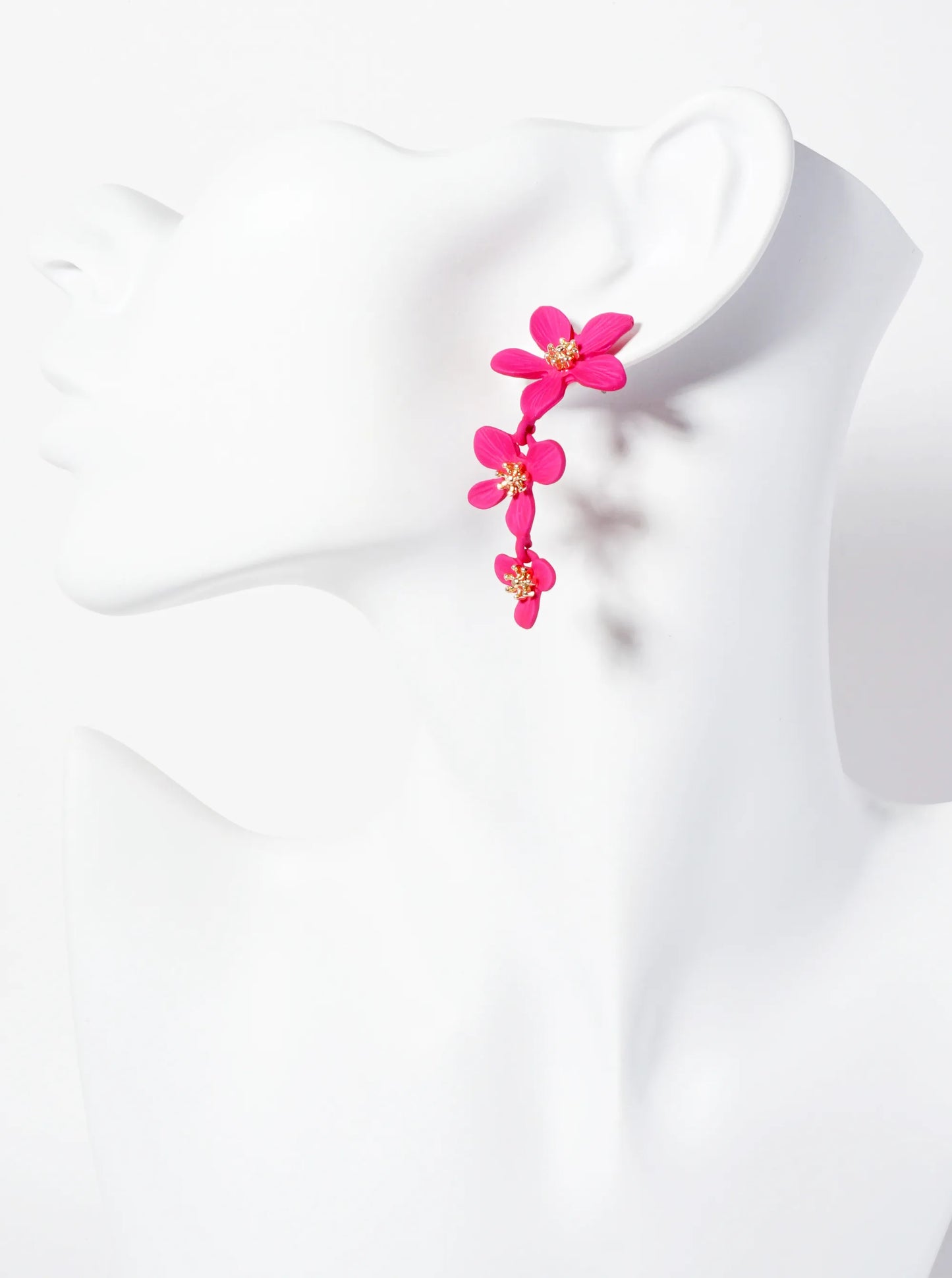 Botanical-Theme Three Graduated Flower Drop Post Earrings