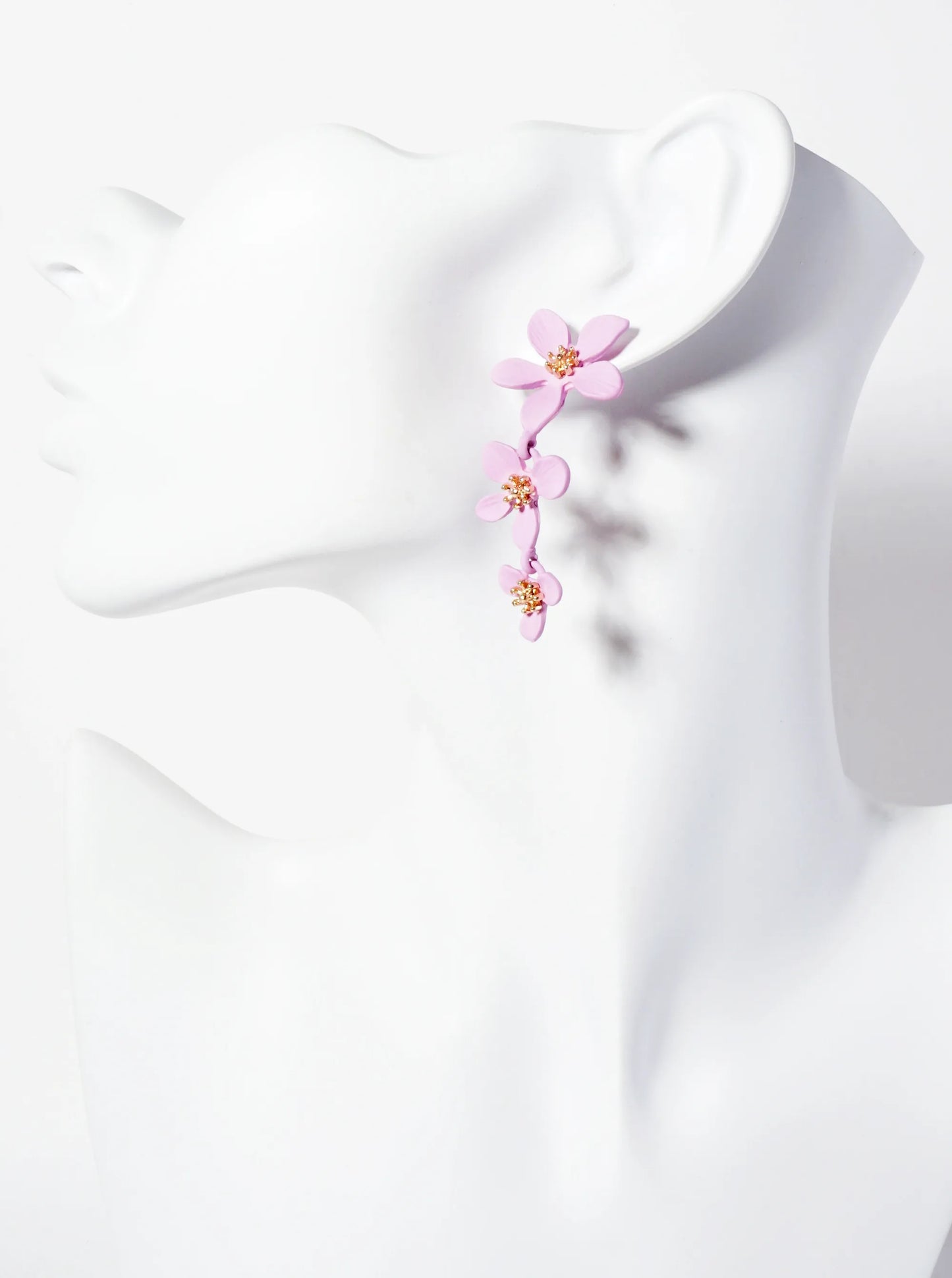 Botanical-Theme Three Graduated Flower Drop Post Earrings