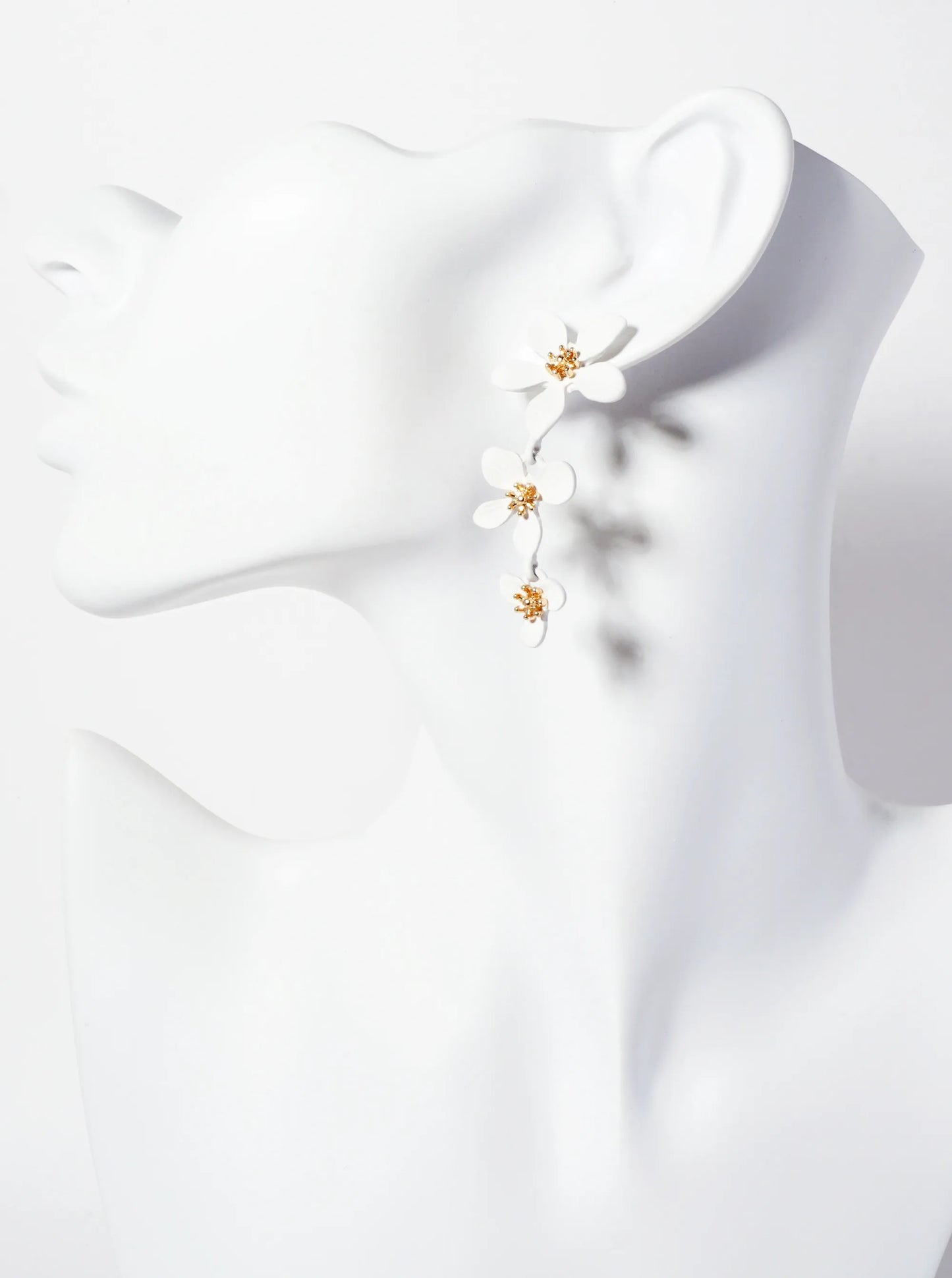 Botanical-Theme Three Graduated Flower Drop Post Earrings