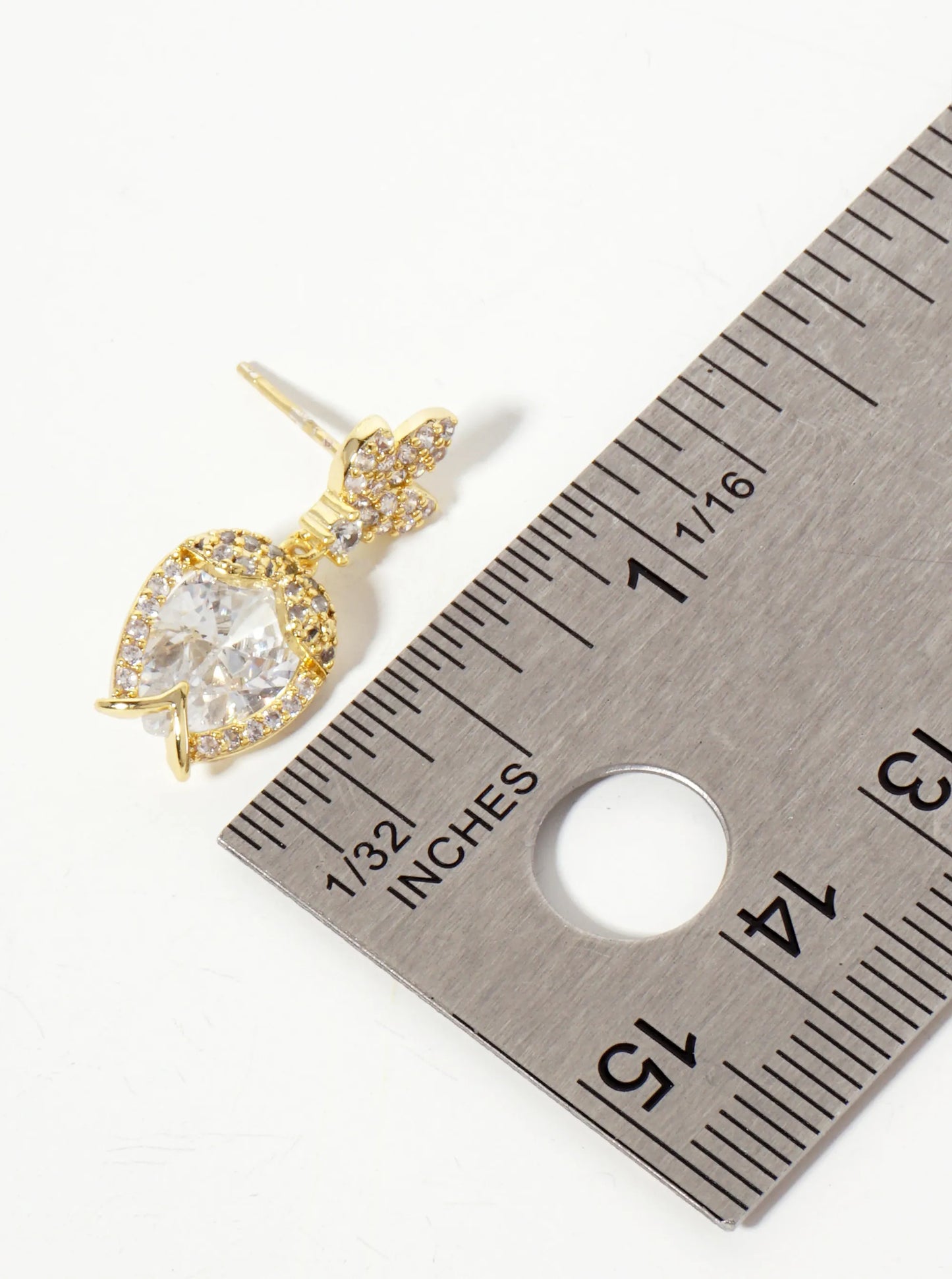 Botanical-Theme Upside-Down Tulip Design 18K-Gold-Dipped Cubic-Zirconia Dangle Post Earrings