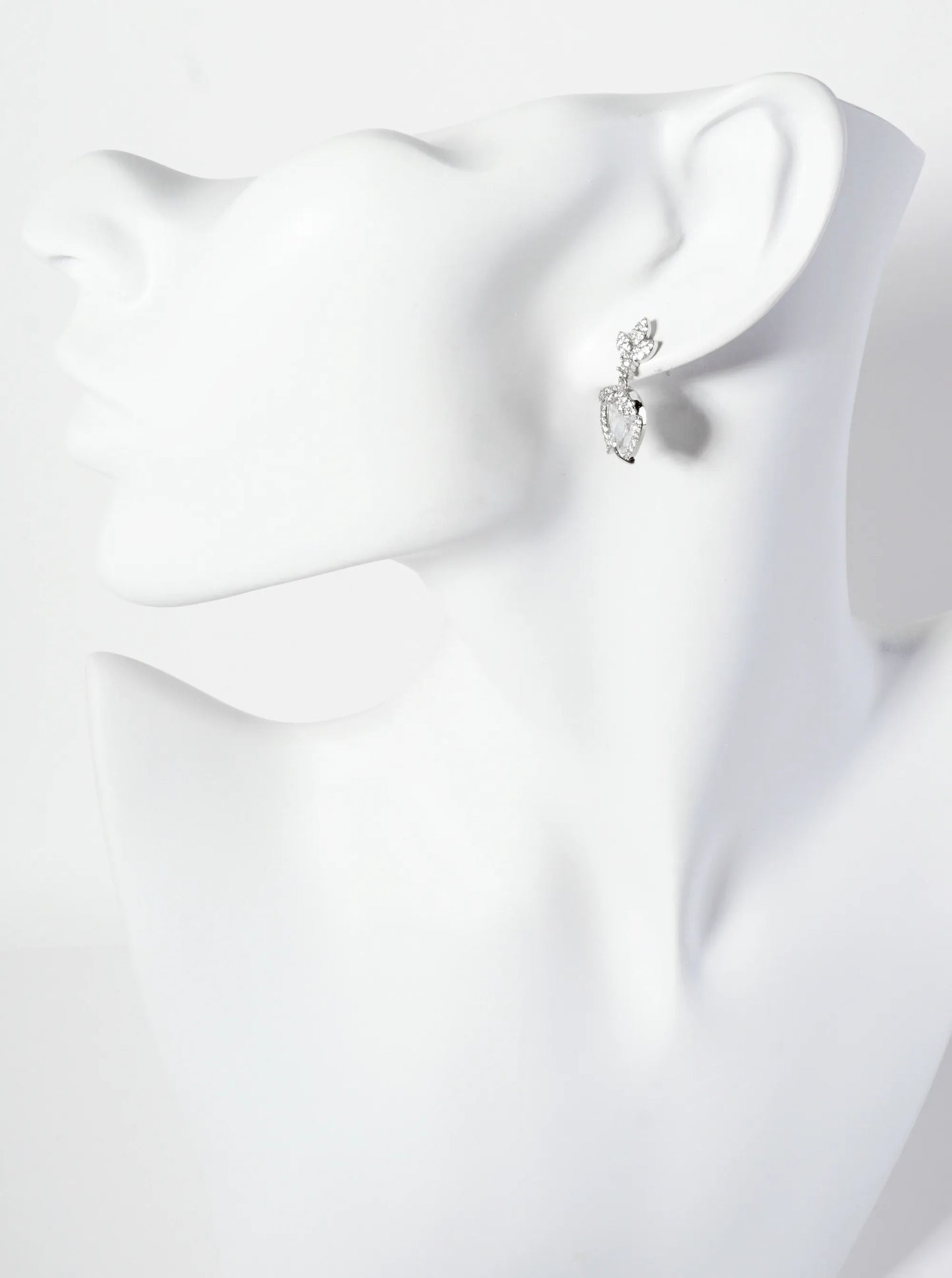Botanical-Theme Upside-Down Tulip Design 18K-Gold-Dipped Cubic-Zirconia Dangle Post Earrings