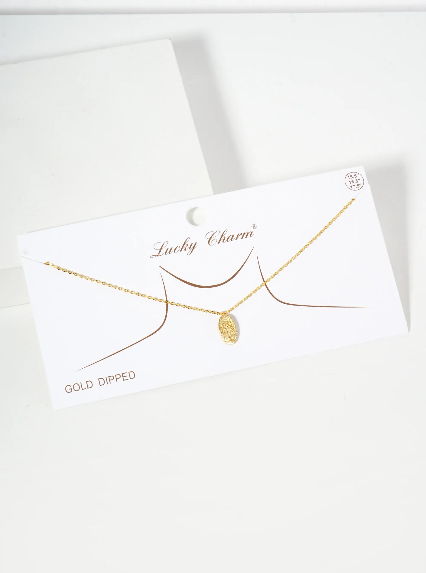 Botanical-theme 18K-Gold-Dipped Brushed-Texture Tree Engraved Oval Pendant Necklace
