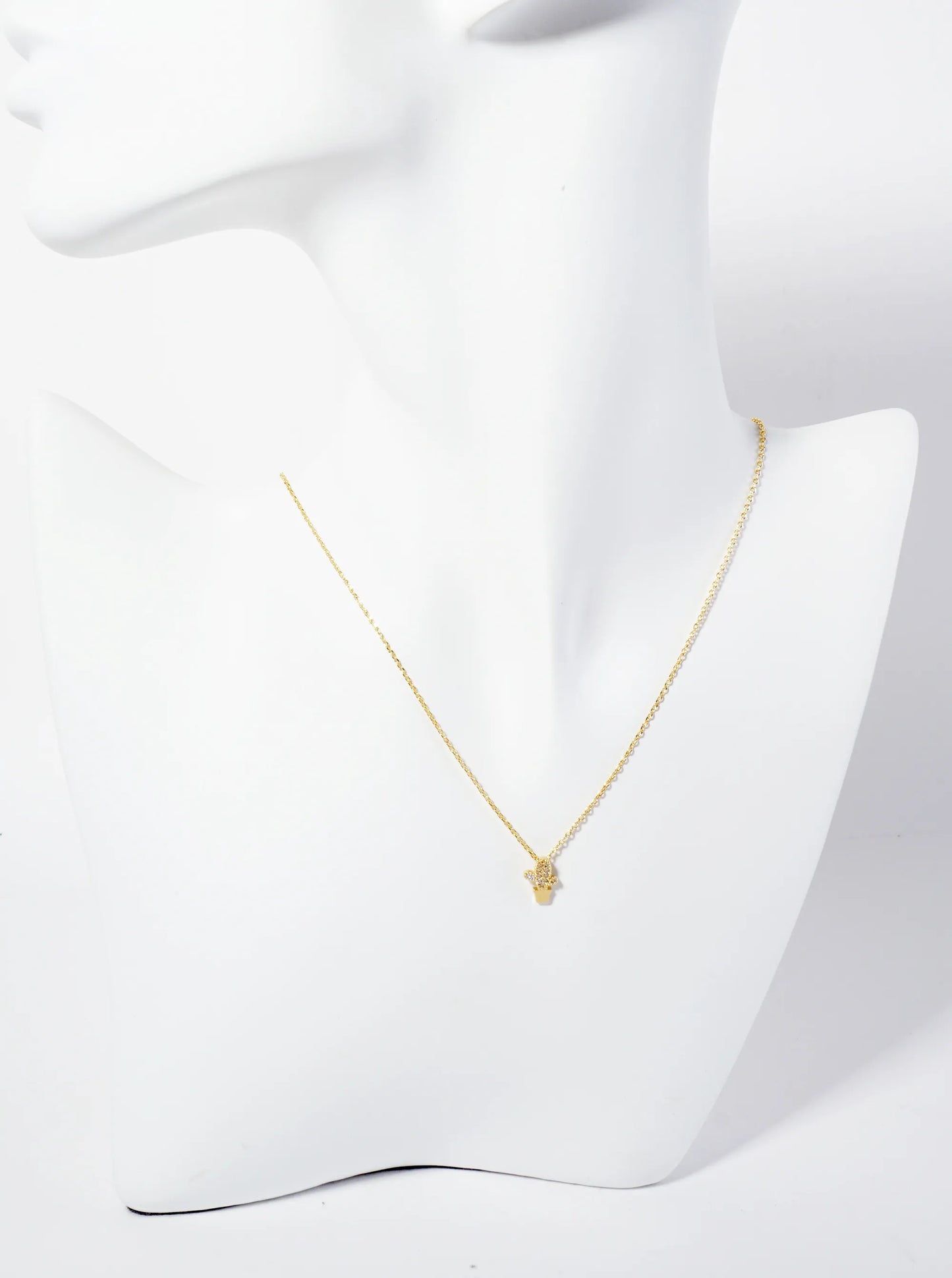 Botanical-theme 18K-Gold-Dipped Pave Set Cubic-Zirconia Cactus Pendant Necklace