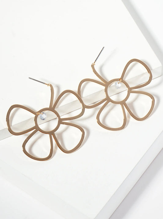 Botanical-theme Cutout Flower-shaped Hoop Earrings