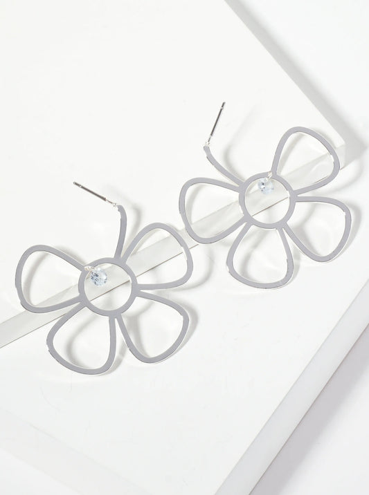 Botanical-theme Cutout Flower-shaped Hoop Earrings