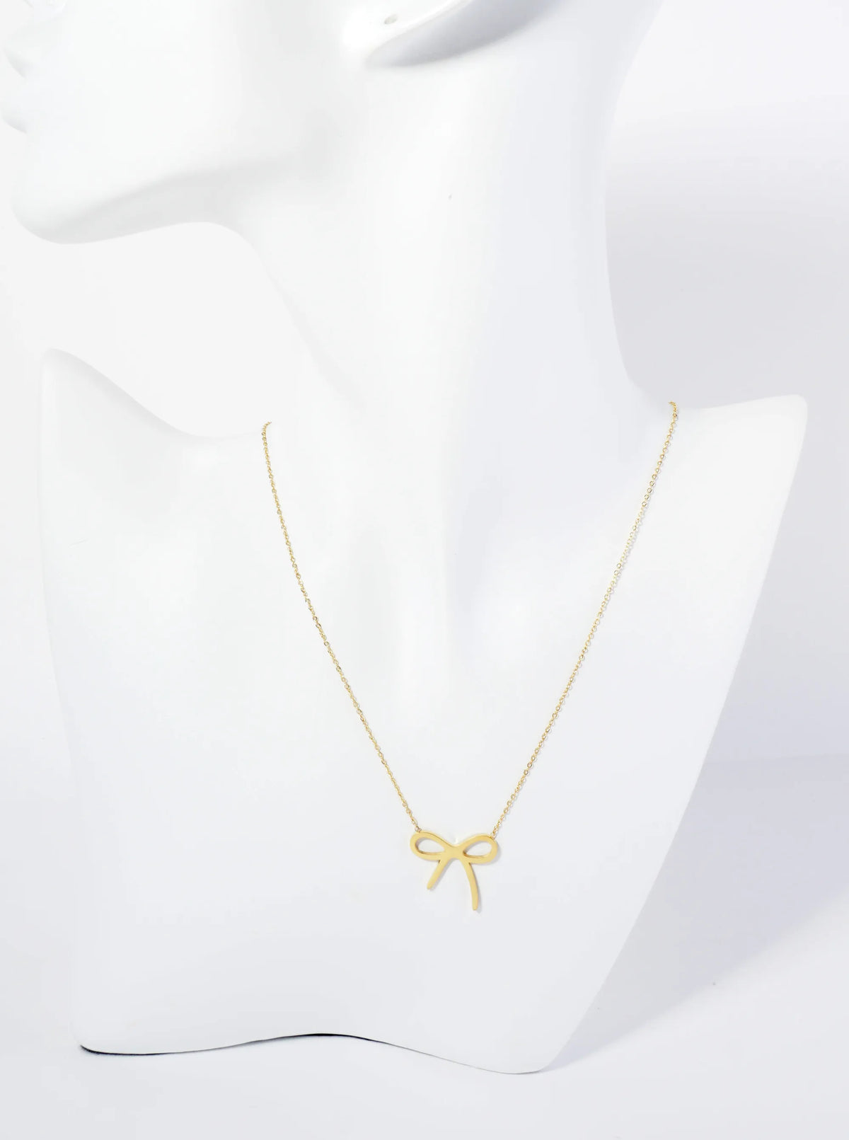 Bow Tie Ribbon Pendant Hypoallergenic Stainless Steel Necklace