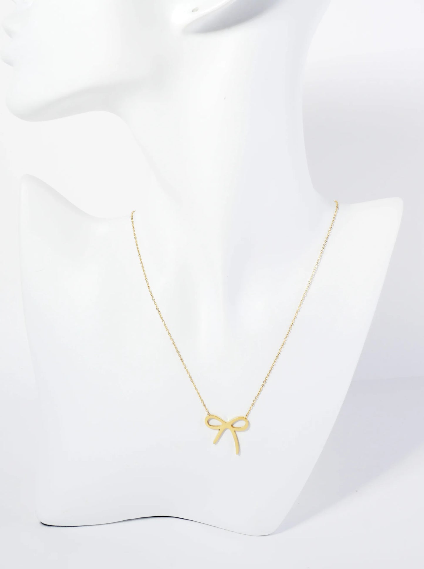 Bow Tie Ribbon Pendant Hypoallergenic Stainless Steel Necklace
