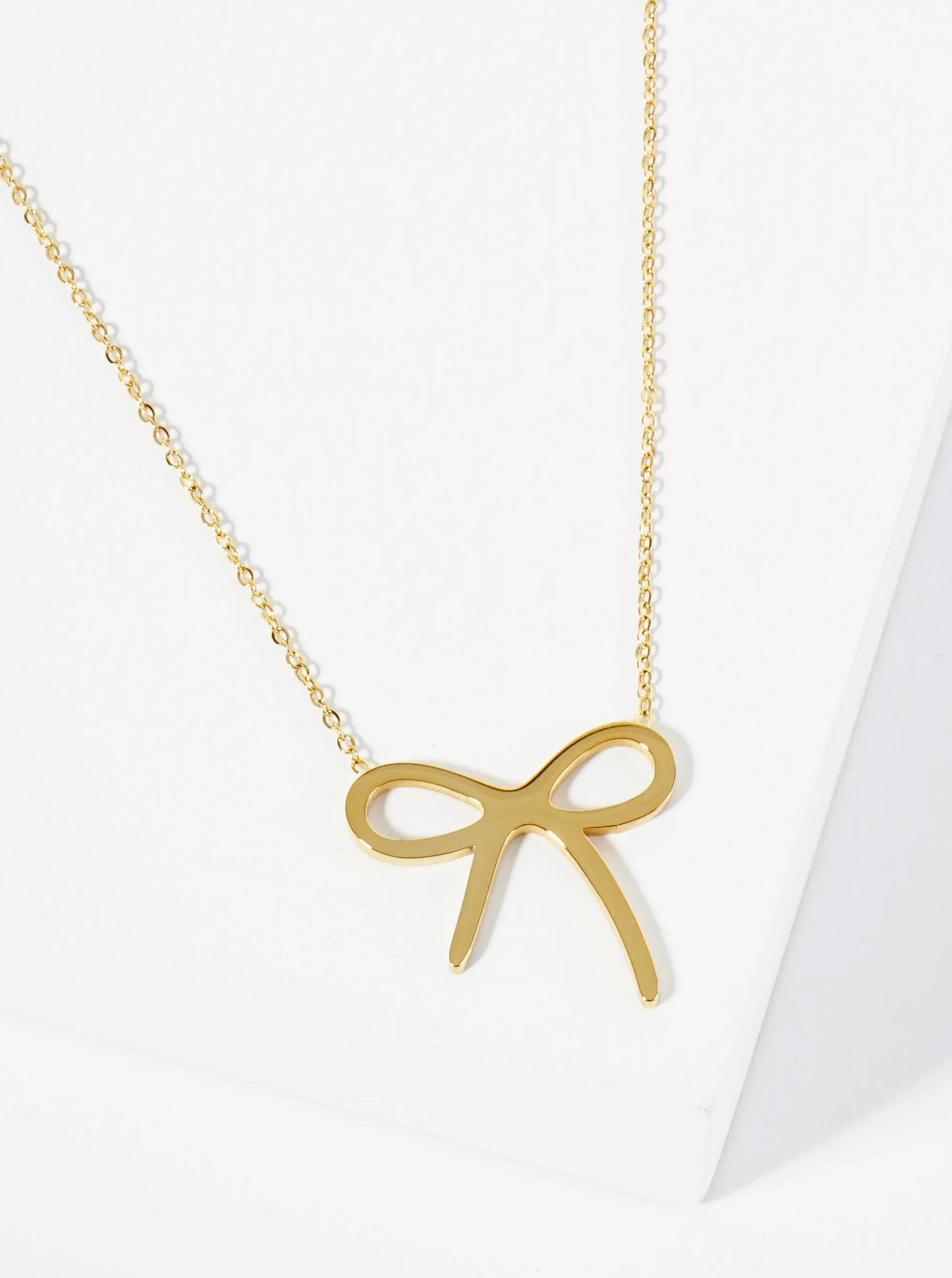 Bow Tie Ribbon Pendant Hypoallergenic Stainless Steel Necklace