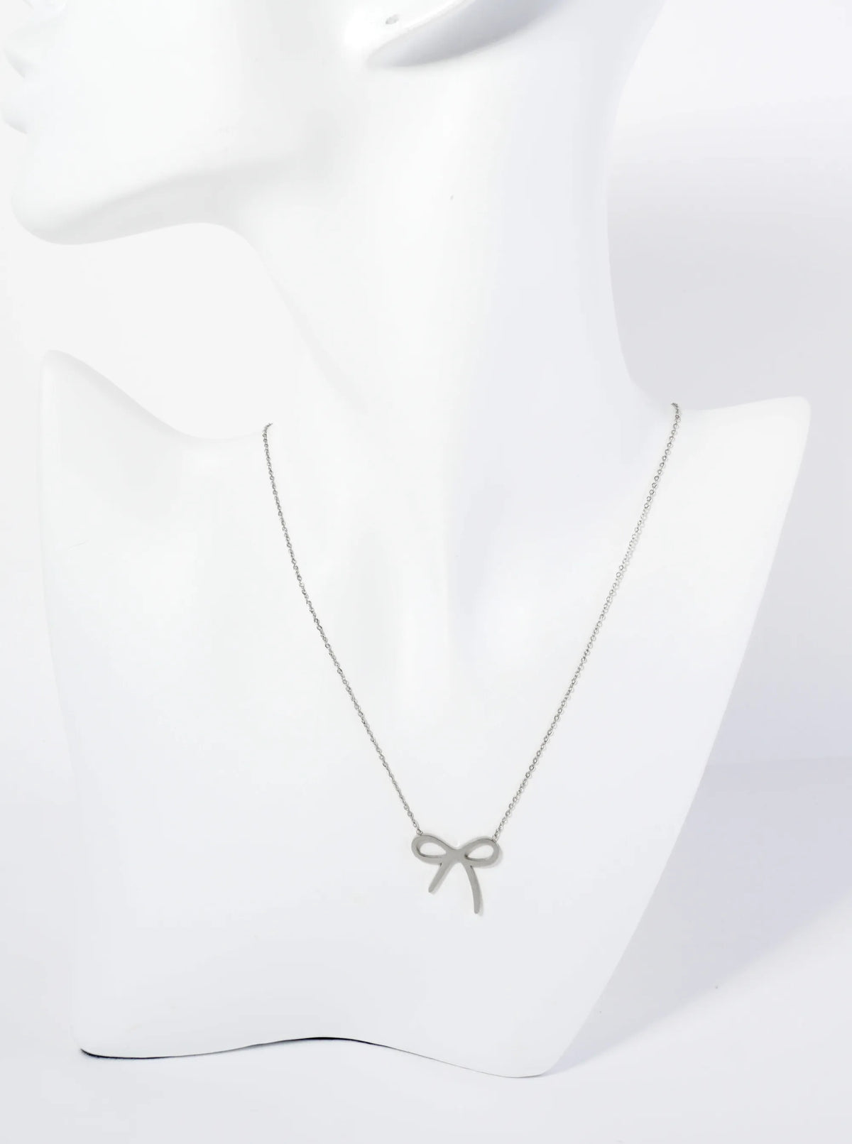 Bow Tie Ribbon Pendant Hypoallergenic Stainless Steel Necklace