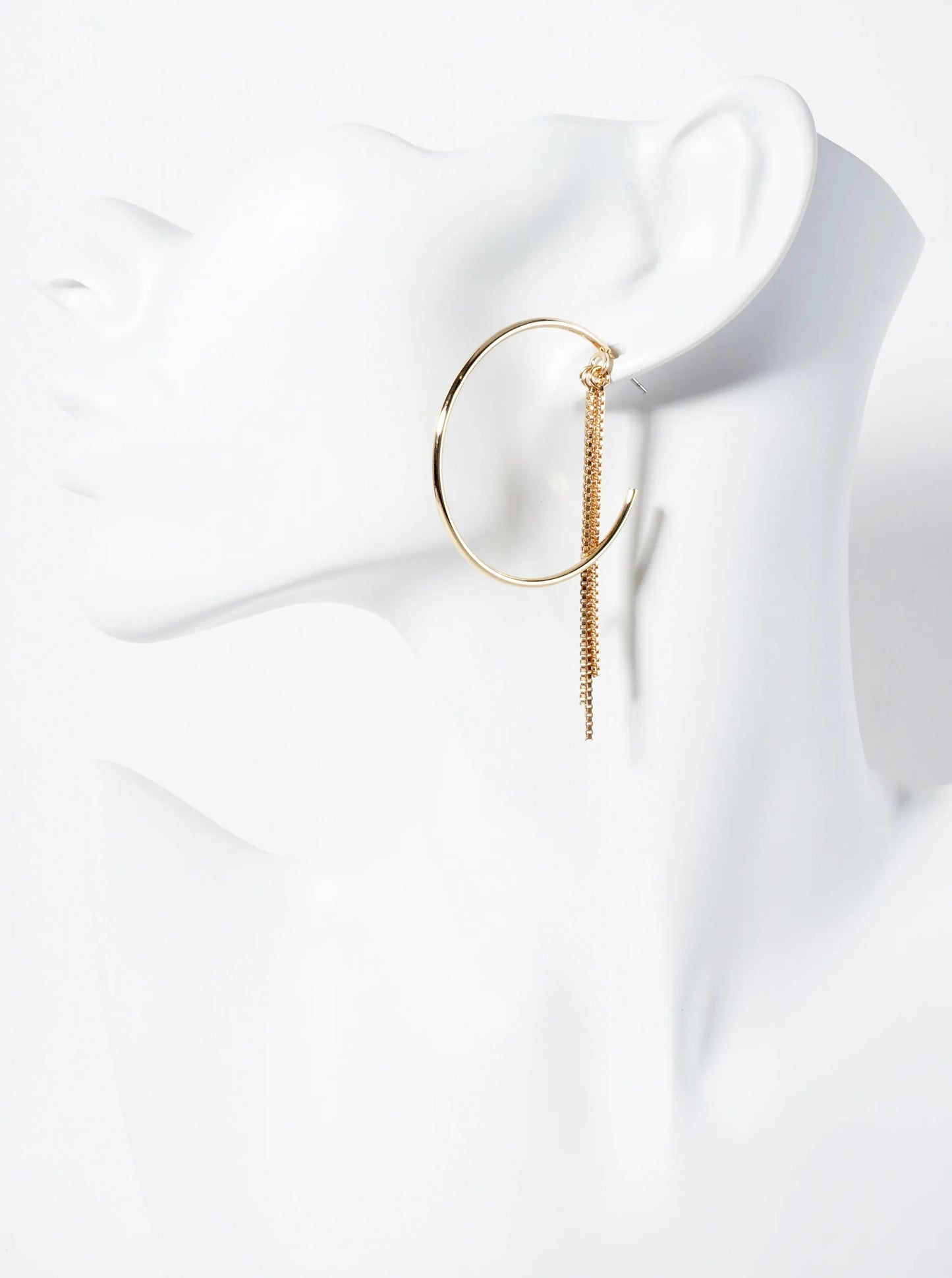 Box-chain Drop 40mm Polished Open Hoop Earrings