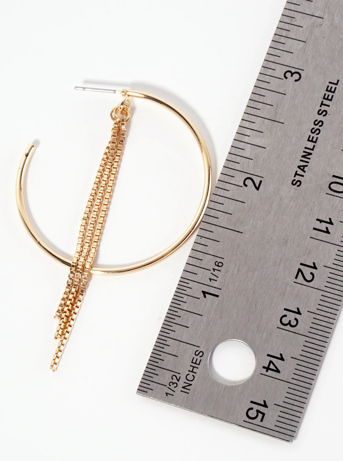 Box-chain Drop 40mm Polished Open Hoop Earrings
