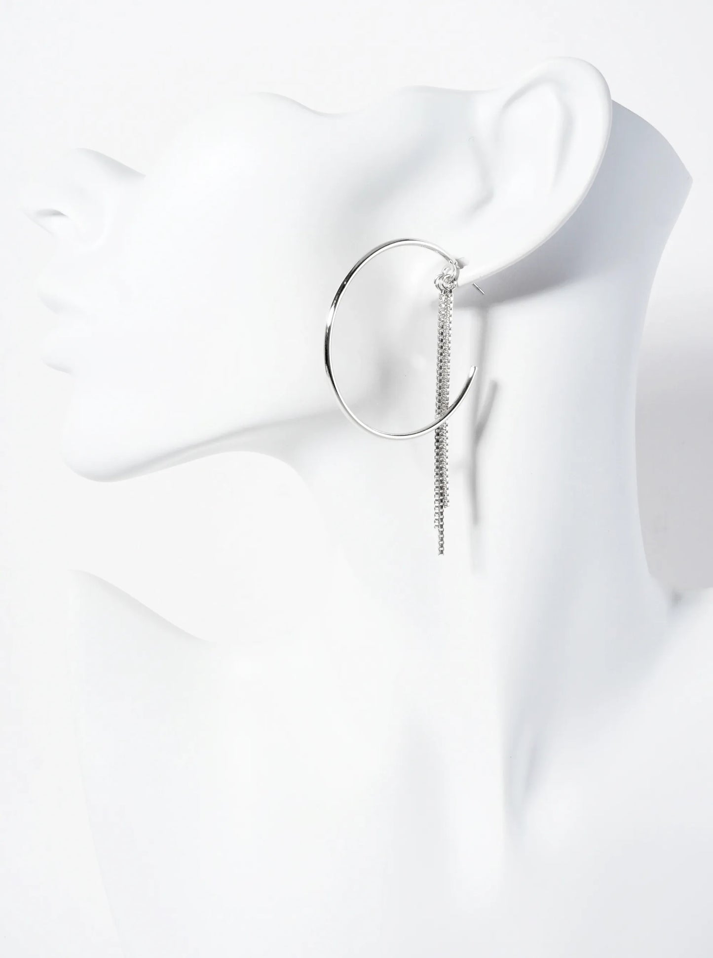 Box-chain Drop 40mm Polished Open Hoop Earrings