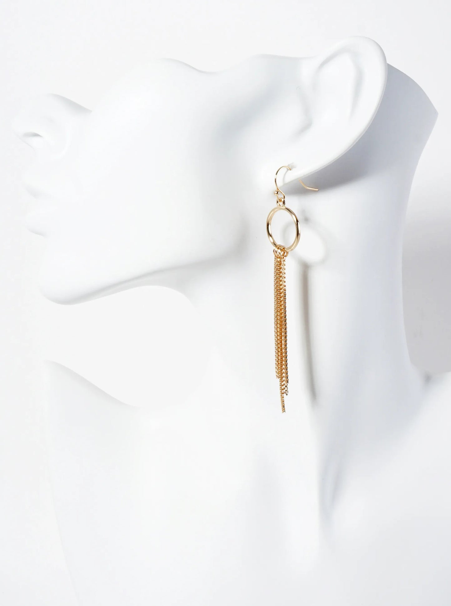 Box-chain Drop Polished Circle Dangle Earrings