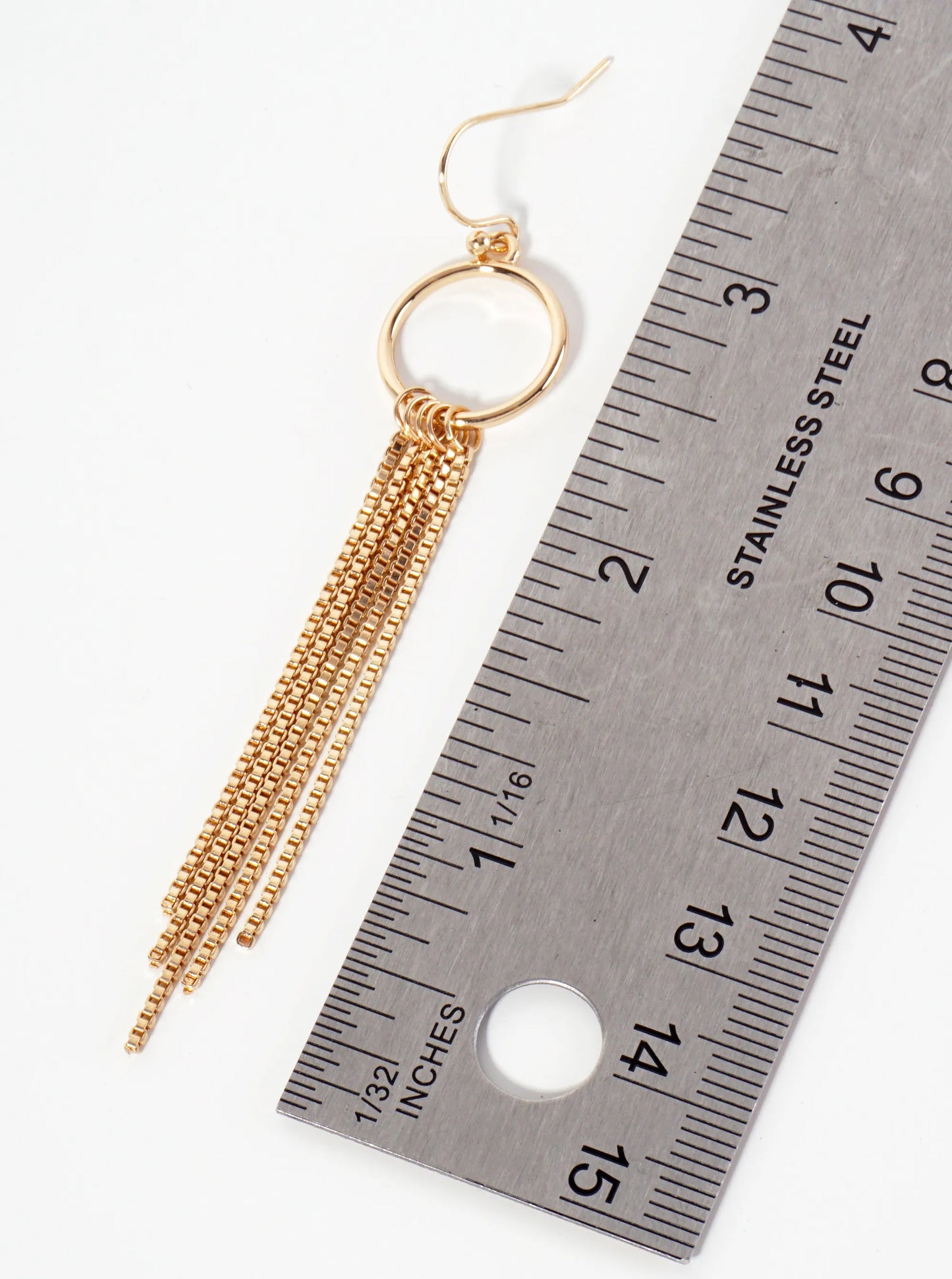 Box-chain Drop Polished Circle Dangle Earrings