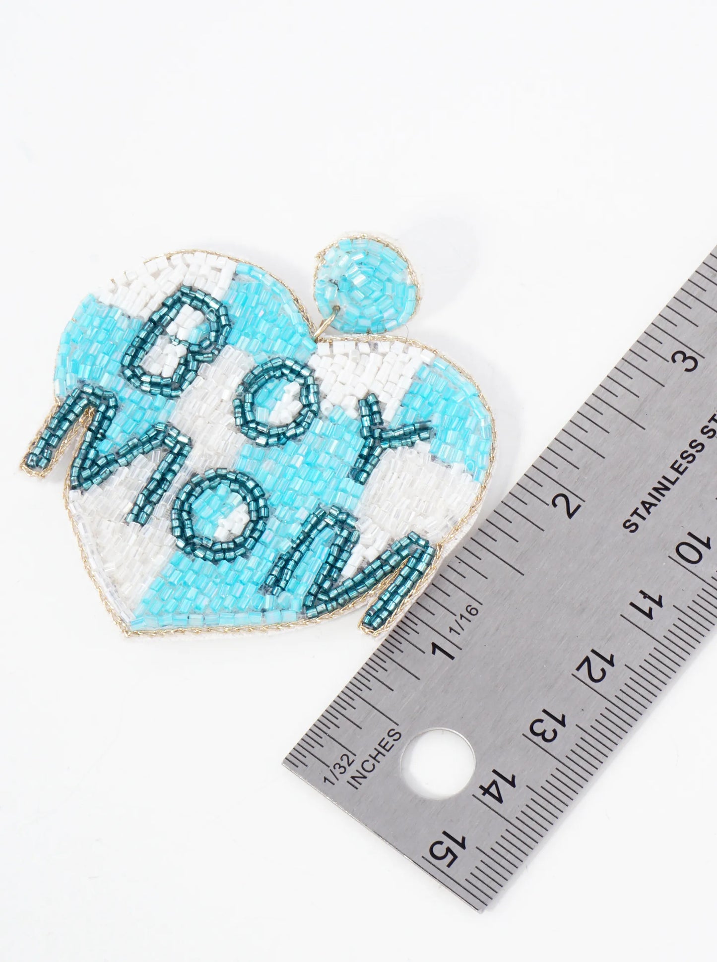 Boy Mom Cylinder-Beaded Big Heart Mothers-Day Statement Earrings