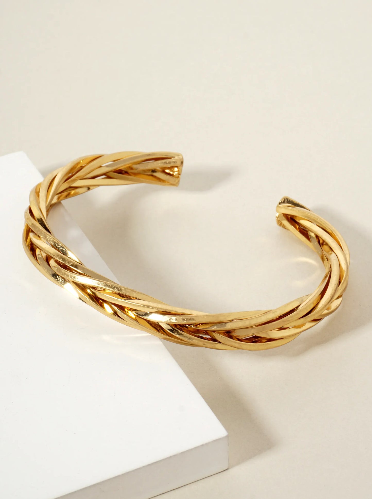 Braided Metal Open Cuff Bracelet