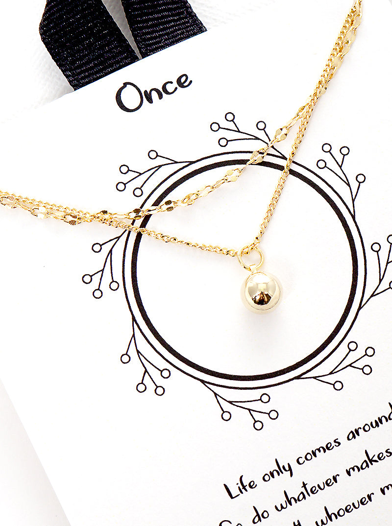 Brass Ball Pendant 18K-Gold-Dipped Layered Necklace