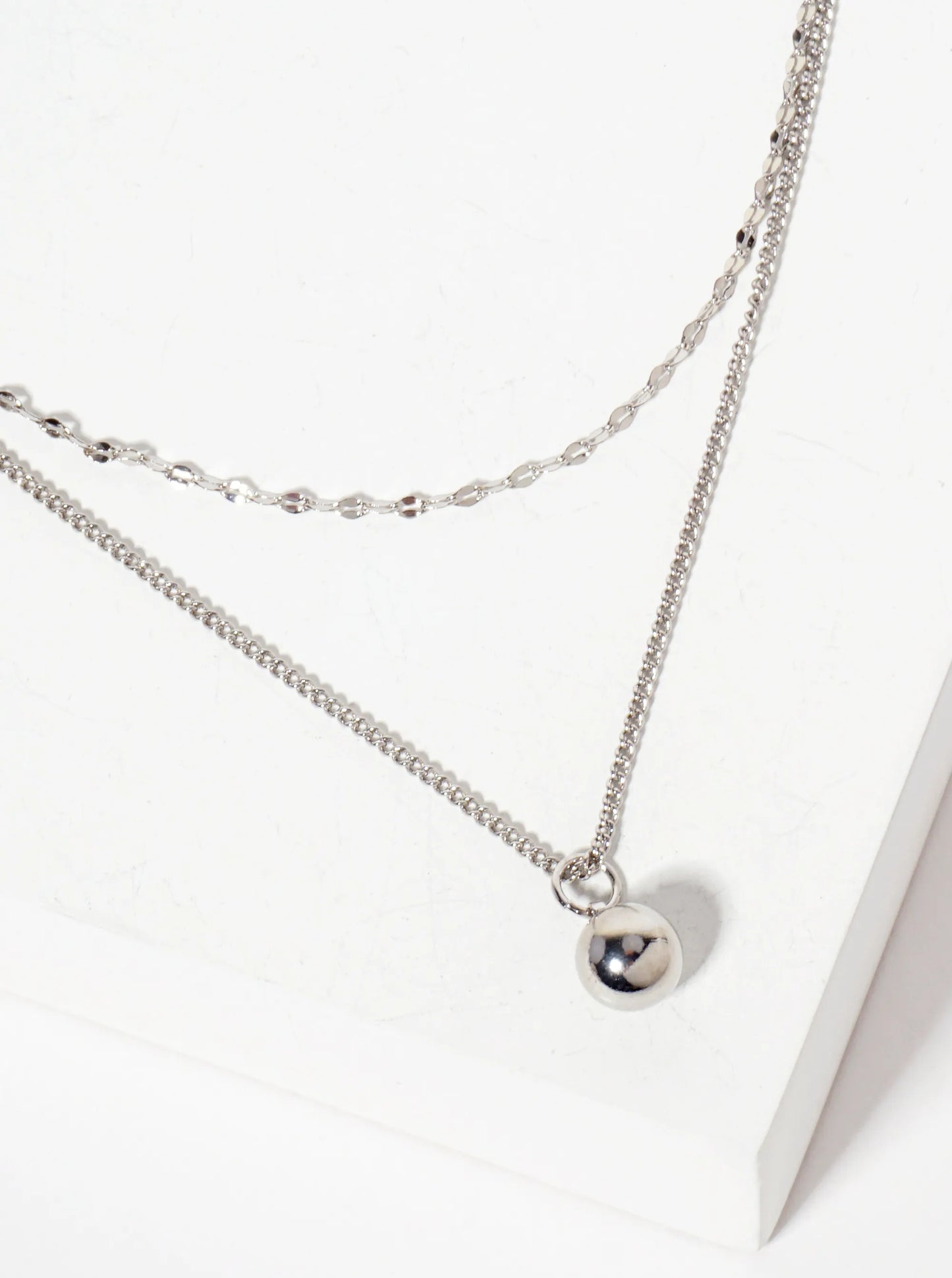 Brass Ball Pendant 18K-Gold-Dipped Layered Necklace