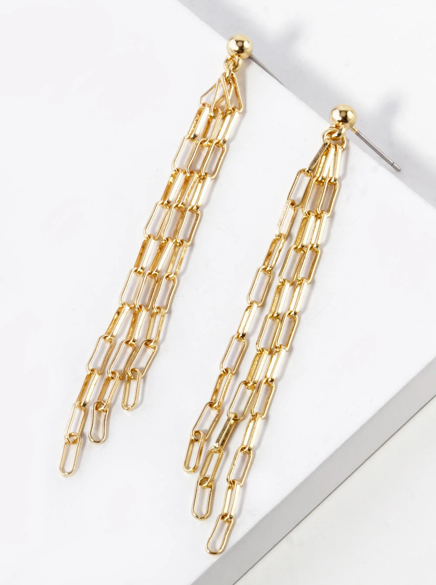 Brass Chain Drop Earrings From Post