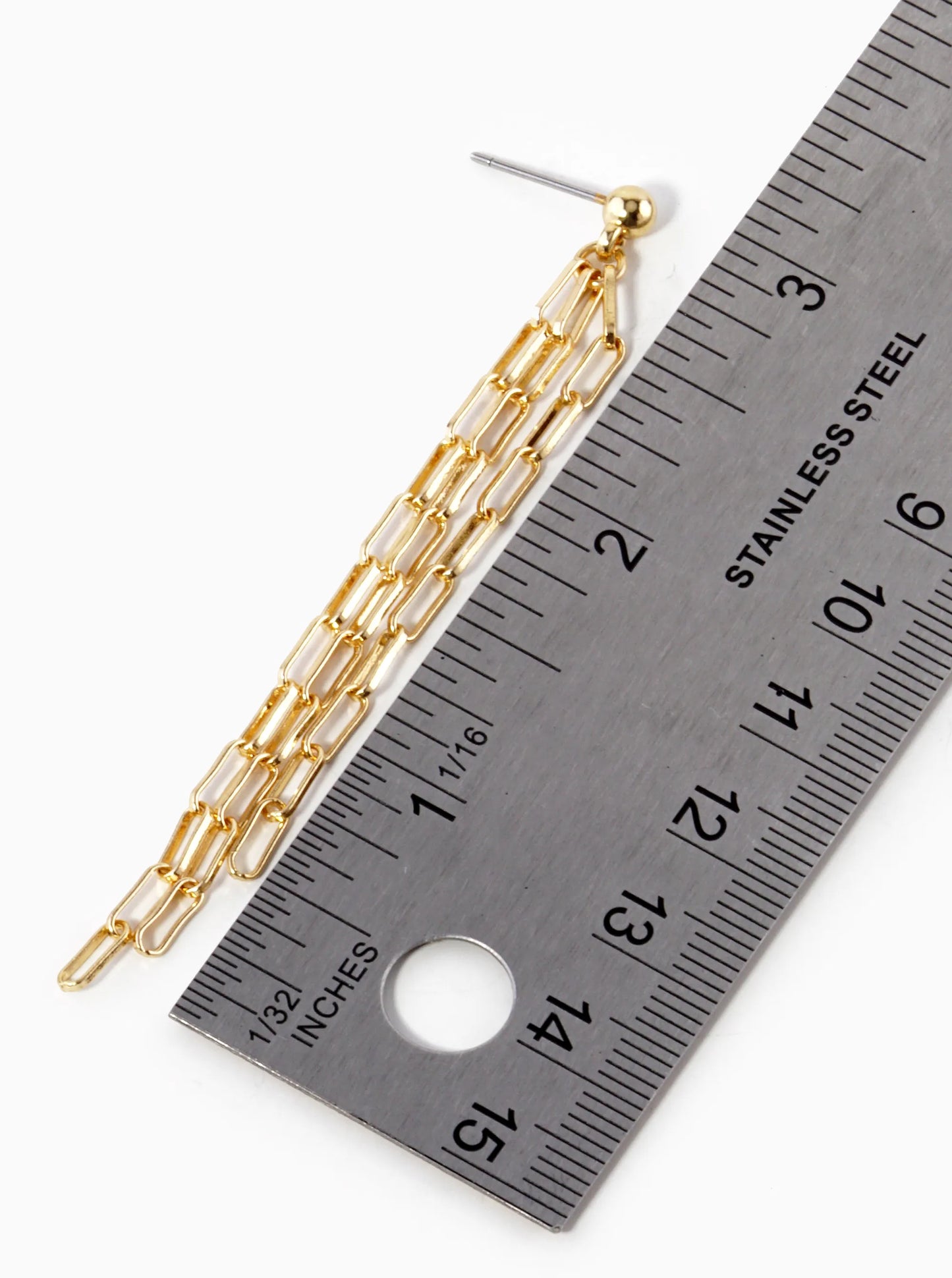 Brass Chain Drop Earrings From Post