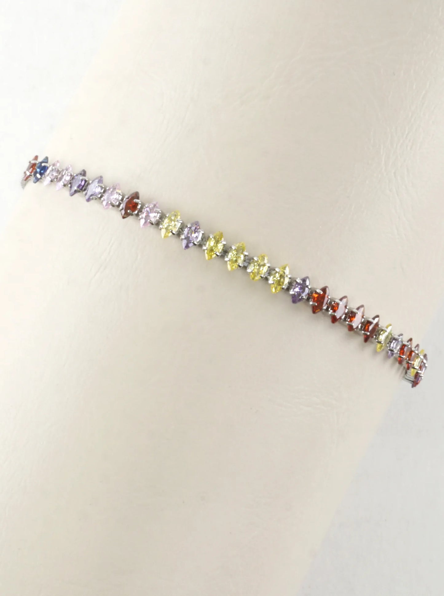 Brass Cubic Zirconia Oval 2mm Pull Tie Bracelet