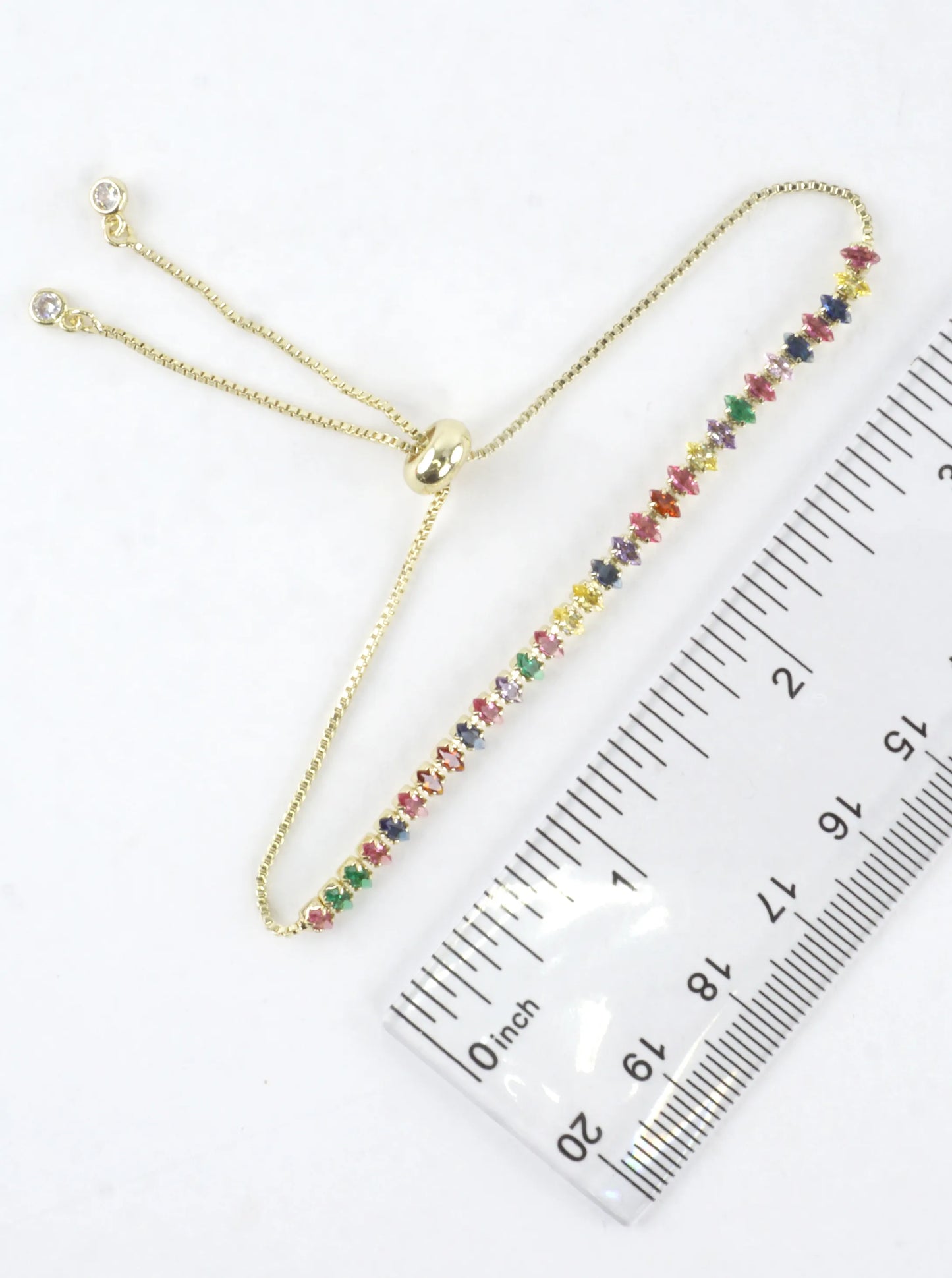 Brass Cubic Zirconia Oval 2mm Pull Tie Bracelet