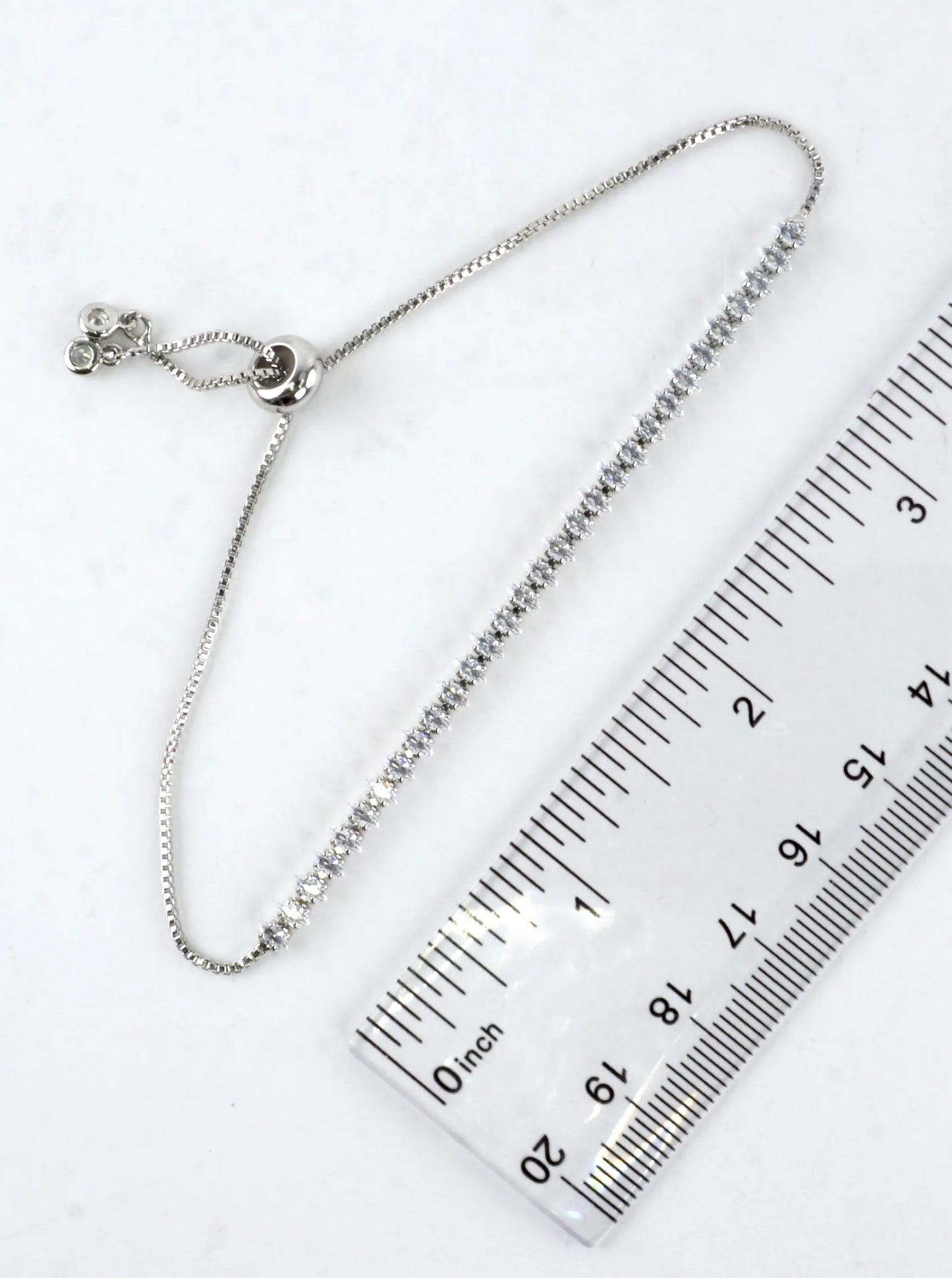 Brass Cubic Zirconia Oval 2mm Pull Tie Bracelet