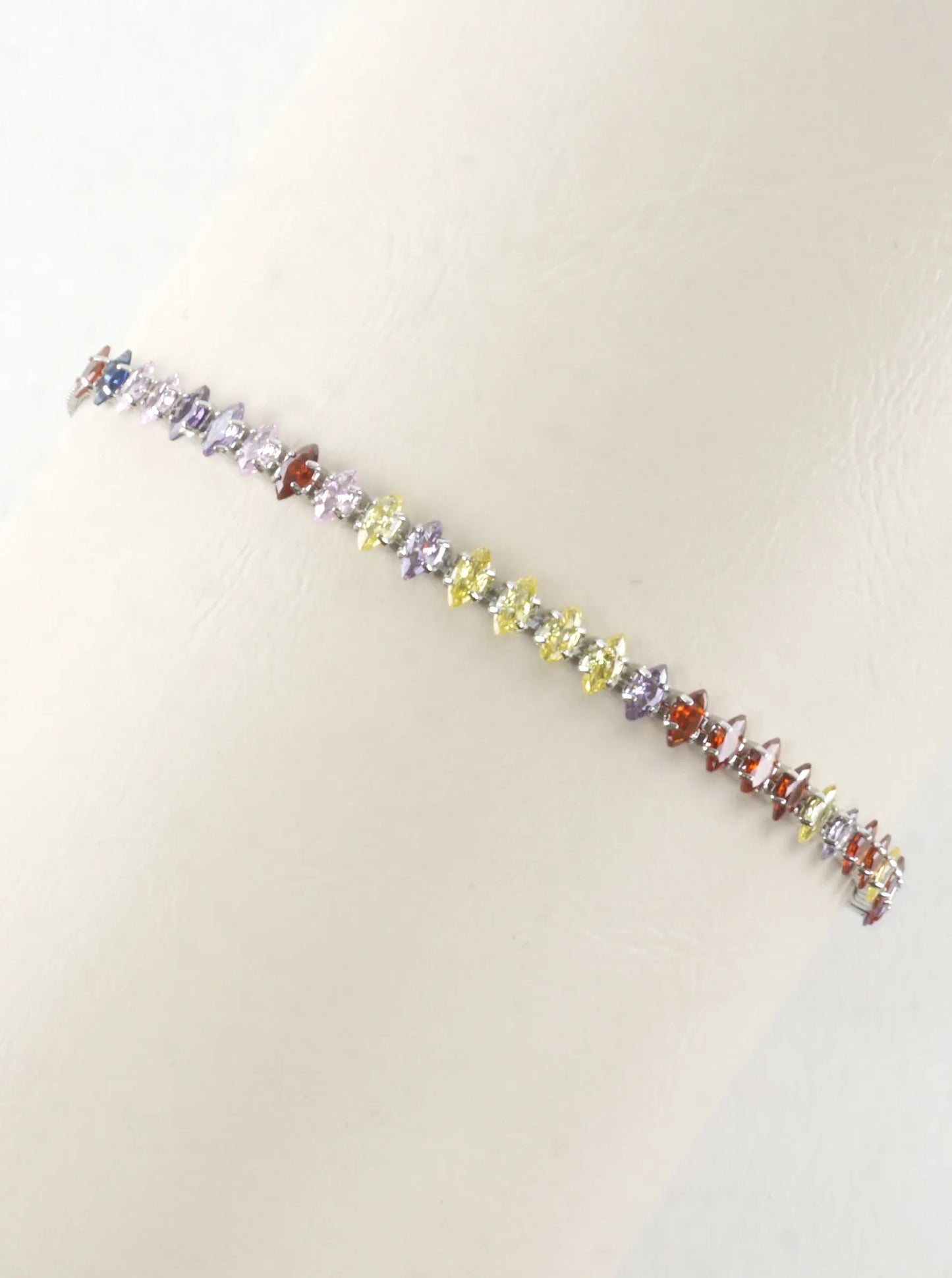 Brass Cubic Zirconia Oval 2mm Pull Tie Bracelet