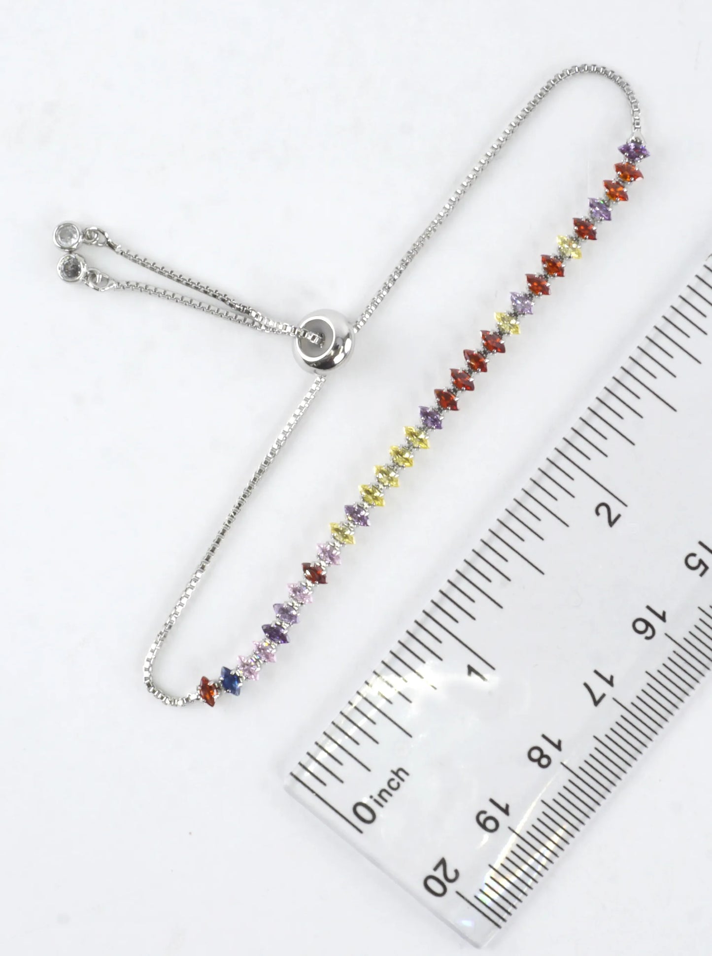 Brass Cubic Zirconia Oval 2mm Pull Tie Bracelet