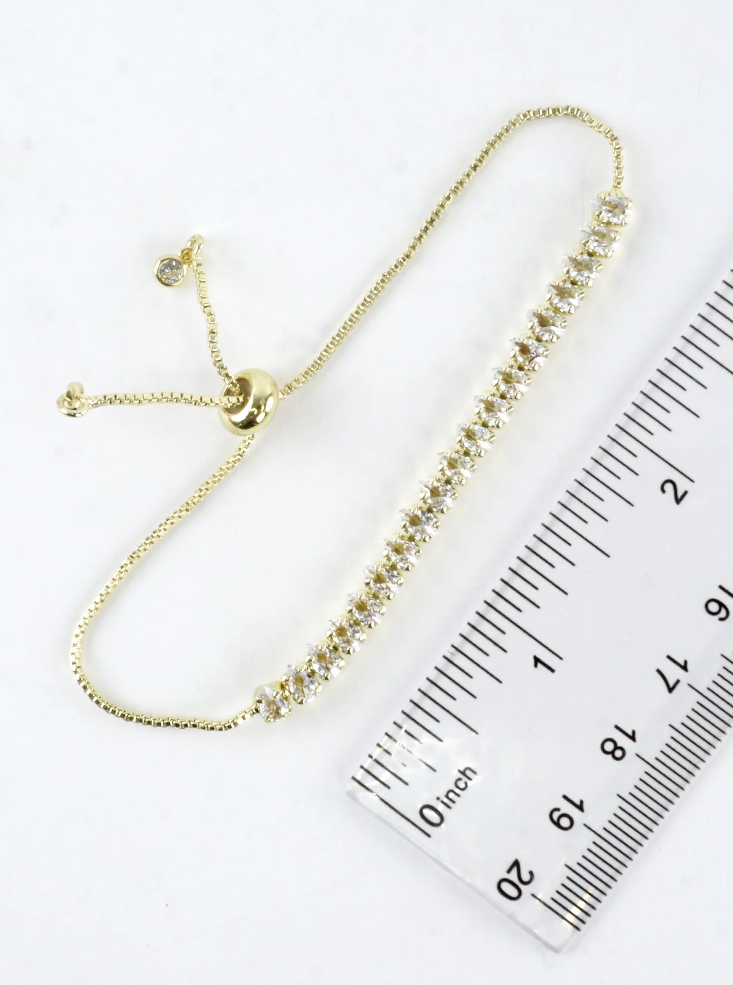 Brass Cubic Zirconia Oval 3mm Pull Tie Bracelet