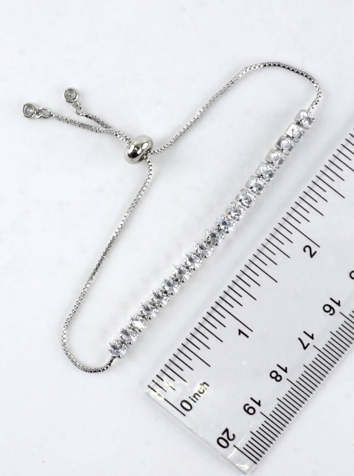 Brass Cubic Zirconia Oval 3mm Pull Tie Bracelet