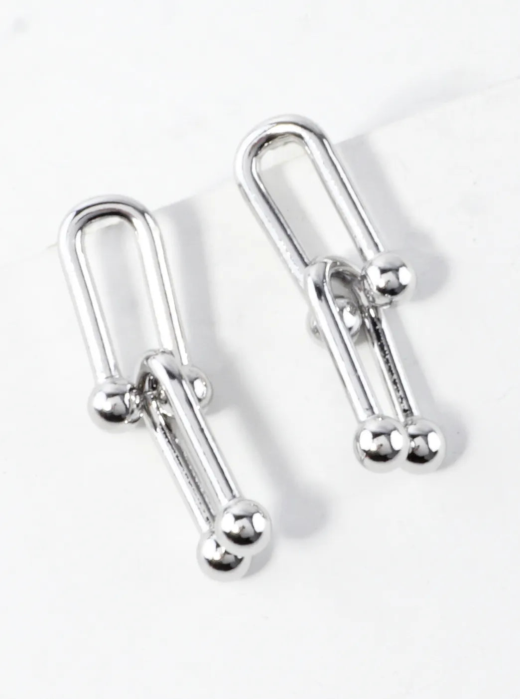 Brass Horseshoe Chain Drop Earrings
