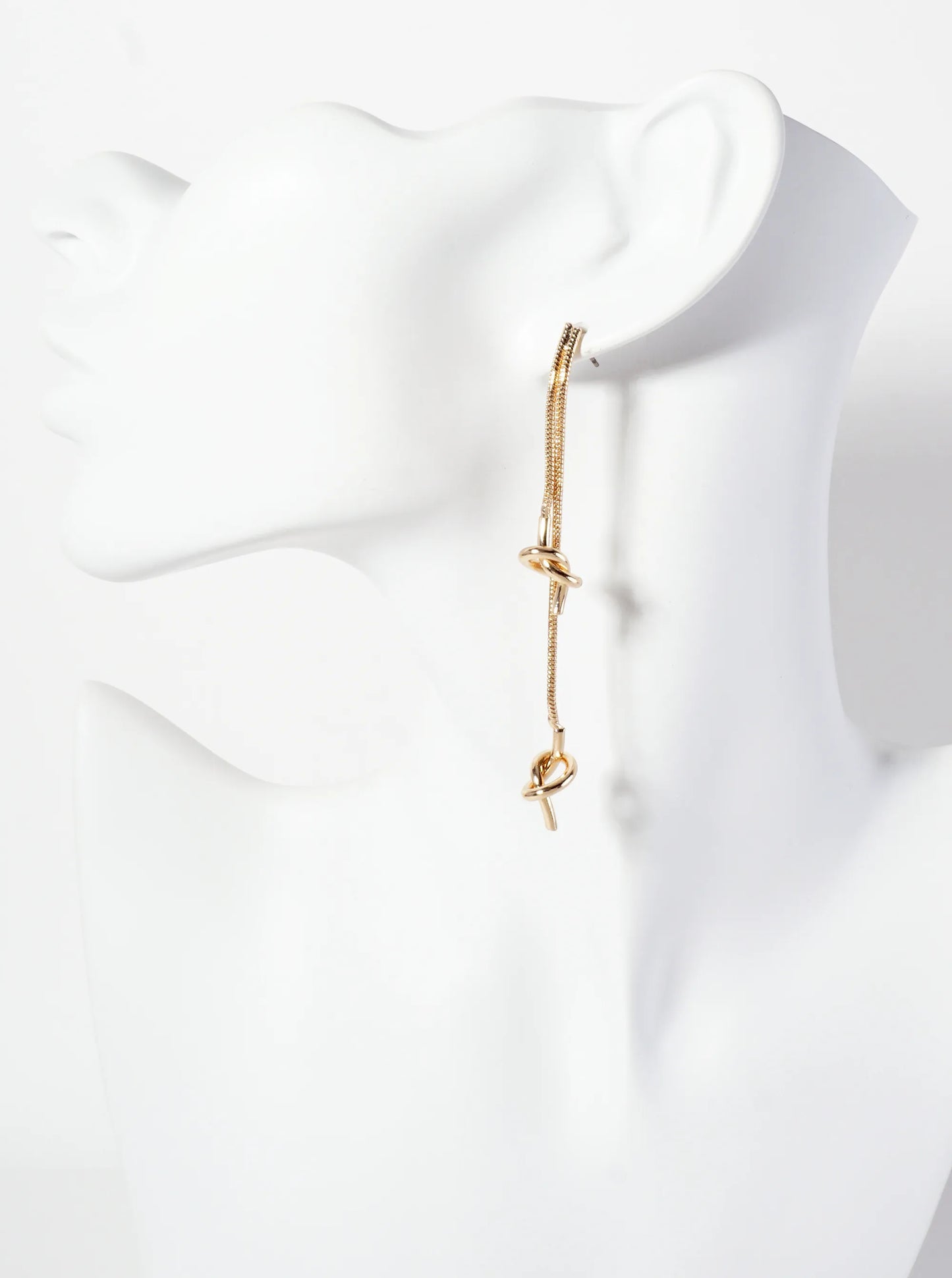 Brass Knot-Detail Snake Chain Dangle Earrings